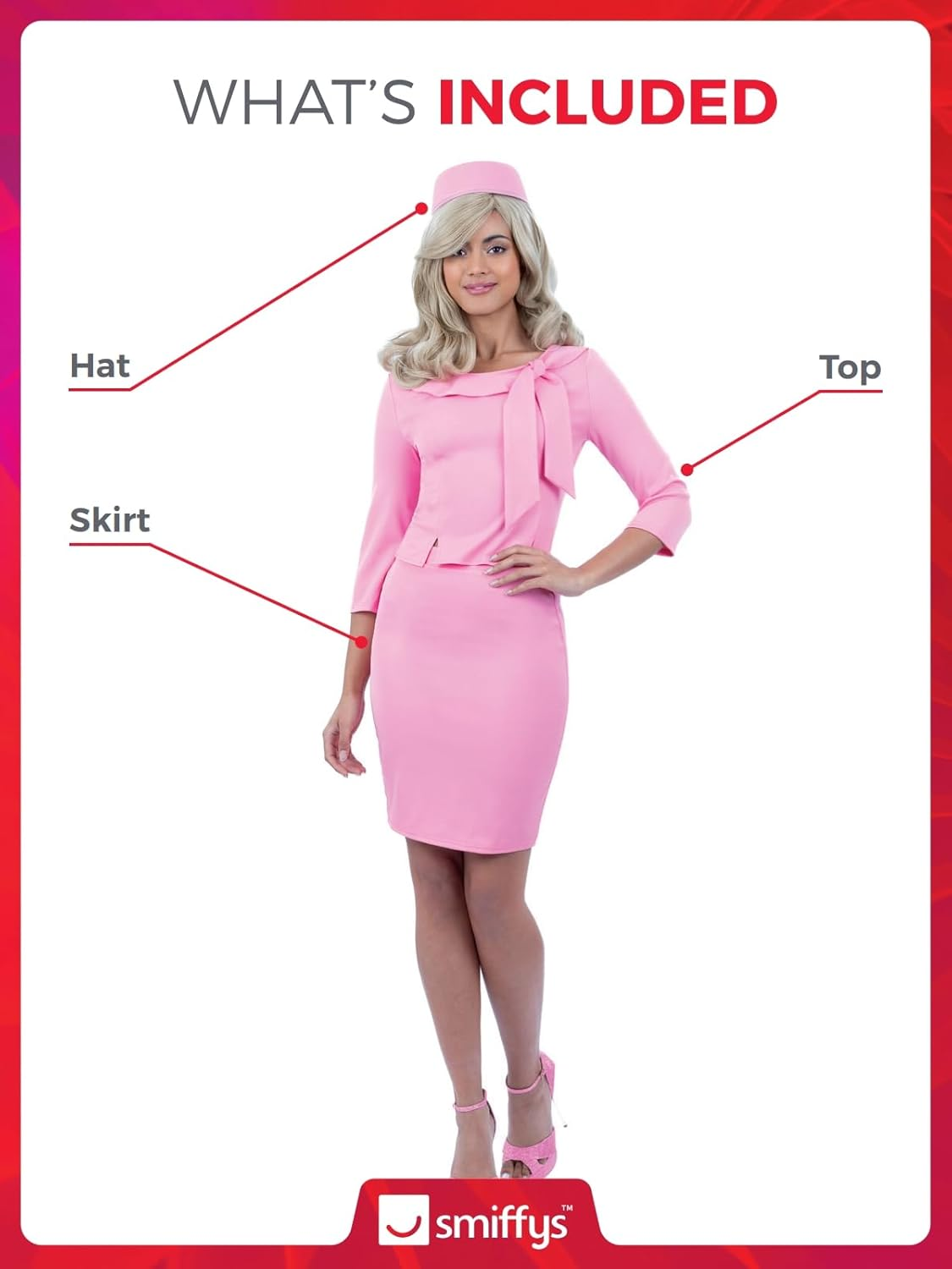 Smiffys Legally Blonde Costume Top, Skirt and Hat, Officially Licensed Legally Blonde Fancy Dress, Adult Dress up Costumes image number 5