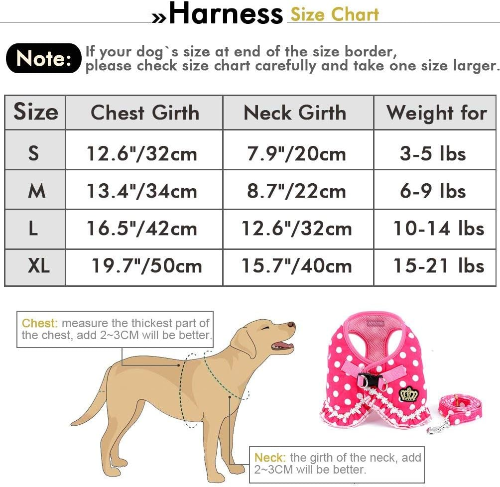 SELMAI Puppy Small Dog/Cat Dots Vest Harness Leash Set Mesh Padded No Pull Lead image number 6