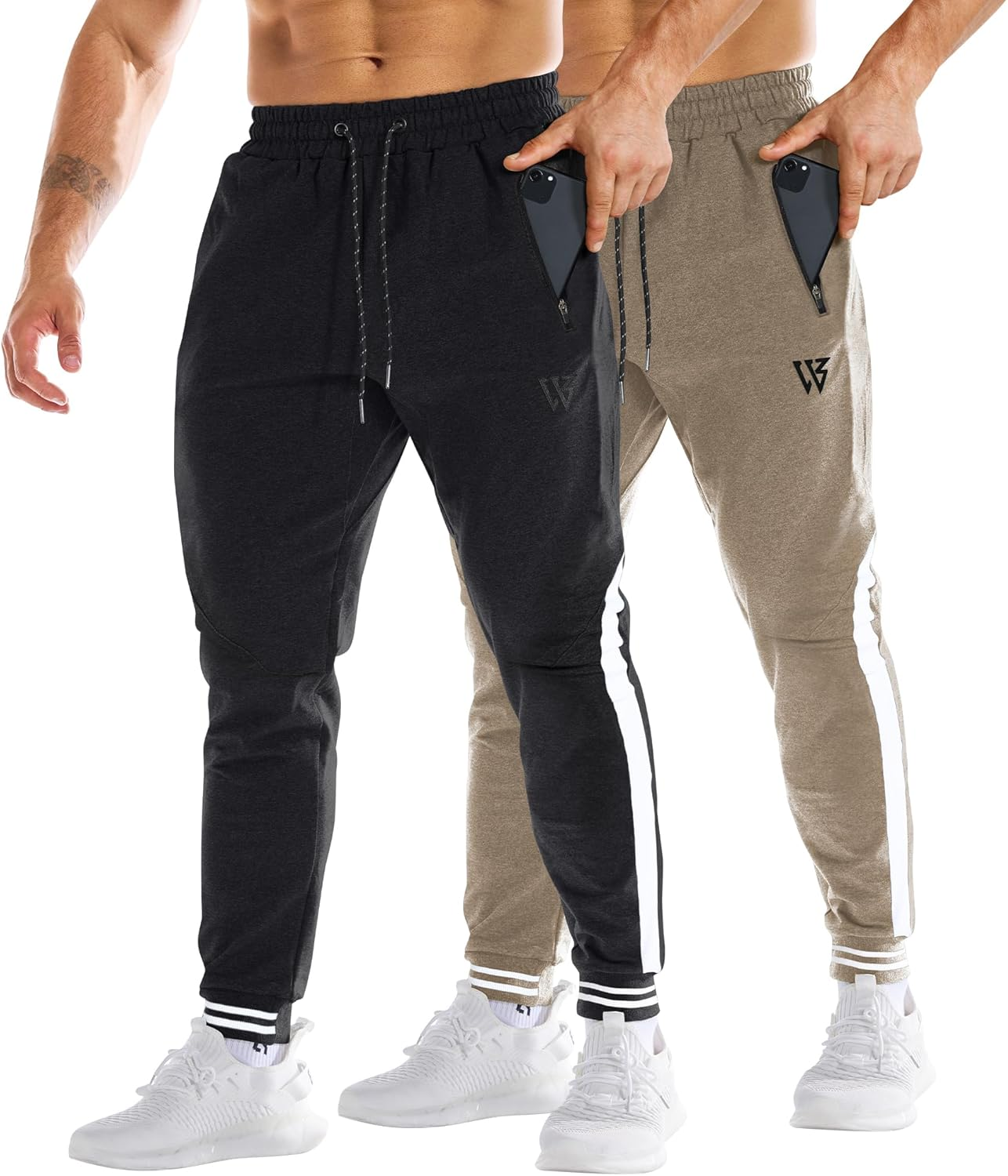 ZENWILL Men'S 3-Zip Gym Track Pants,2 Pack Mesh Leg Casual Workout Sports Joggers Pants Athletic Running Sweatpants with Pockets