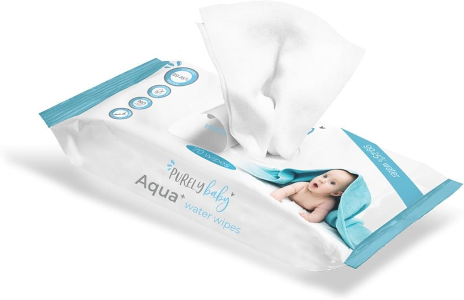 Purely Baby Aqua+ Water Wipes - Fragrance-Free - Dermatologically Tested - Strong & Ultra-Soft Wet Wipe for Newborns &ndash; Extra Large Wipes - Pack of 70 Wipes image number 6