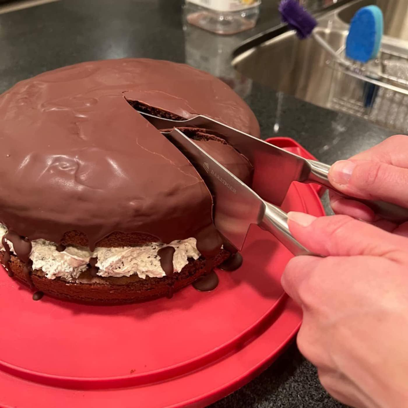 Cake Slicer Cutter, Stainless Steel Cake Server, Pie Knife Cake Lifter Tools,Cake Knife,Pie Cutter Guider Bread Pizza,For Cakes, Pie, Pizza and Desserts image number 3