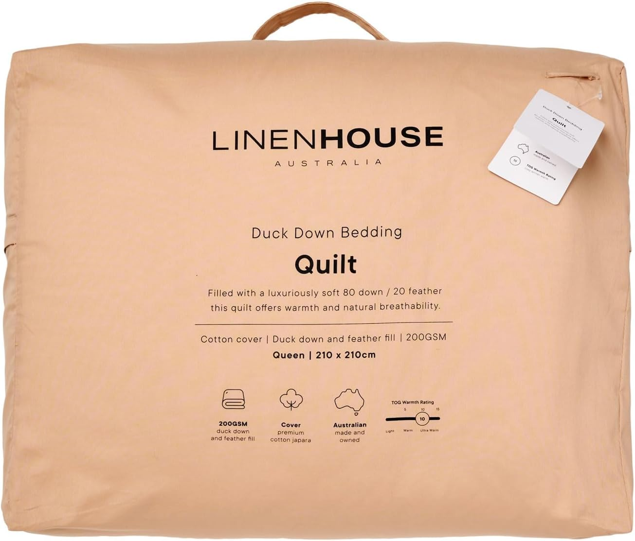 Linen House 80 Duck Down/20 Feather down Quilt, 850 G, Queen Bed image number 1