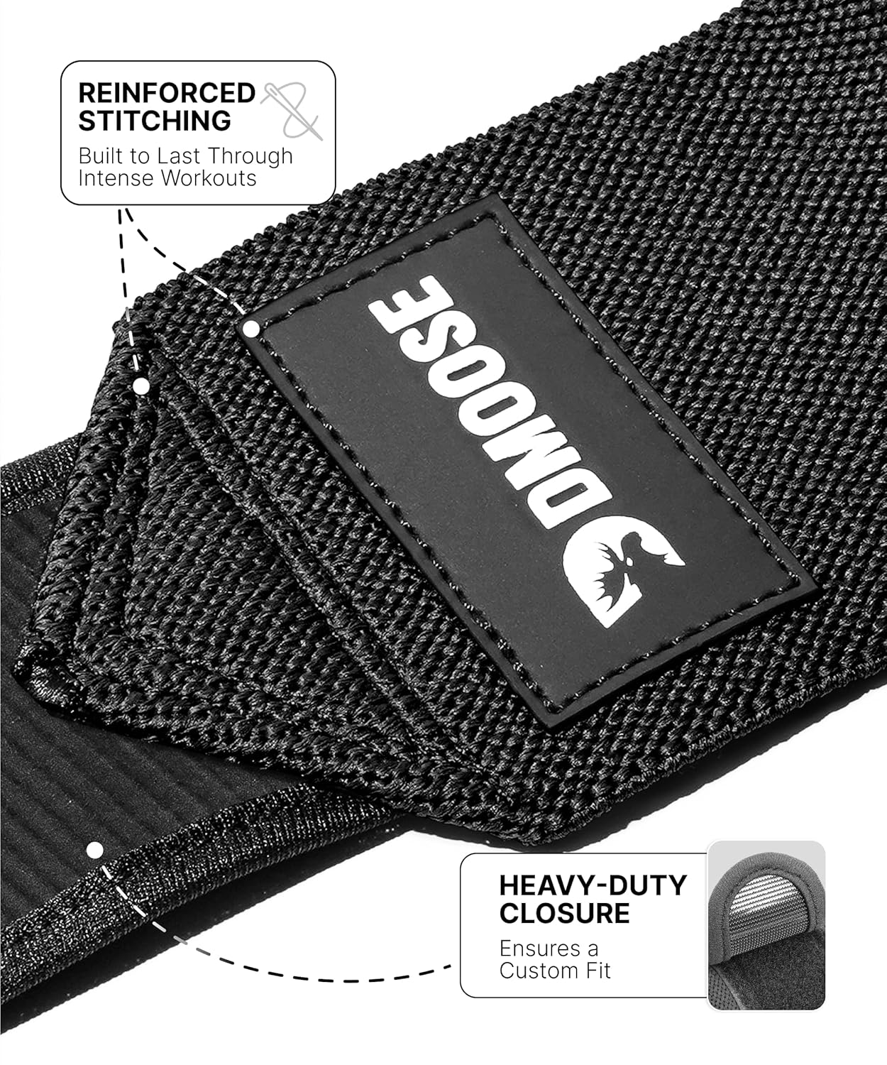 Dmoose Fitness Elbow Wraps for Weightlifting (Pair) 40" Adjustable Brace for Joint Support, Pain Relief & Tendonitis-Elbow Straps for Weight Lifting, Bench Press & Gym Workouts, Band for Men & Women image number 2