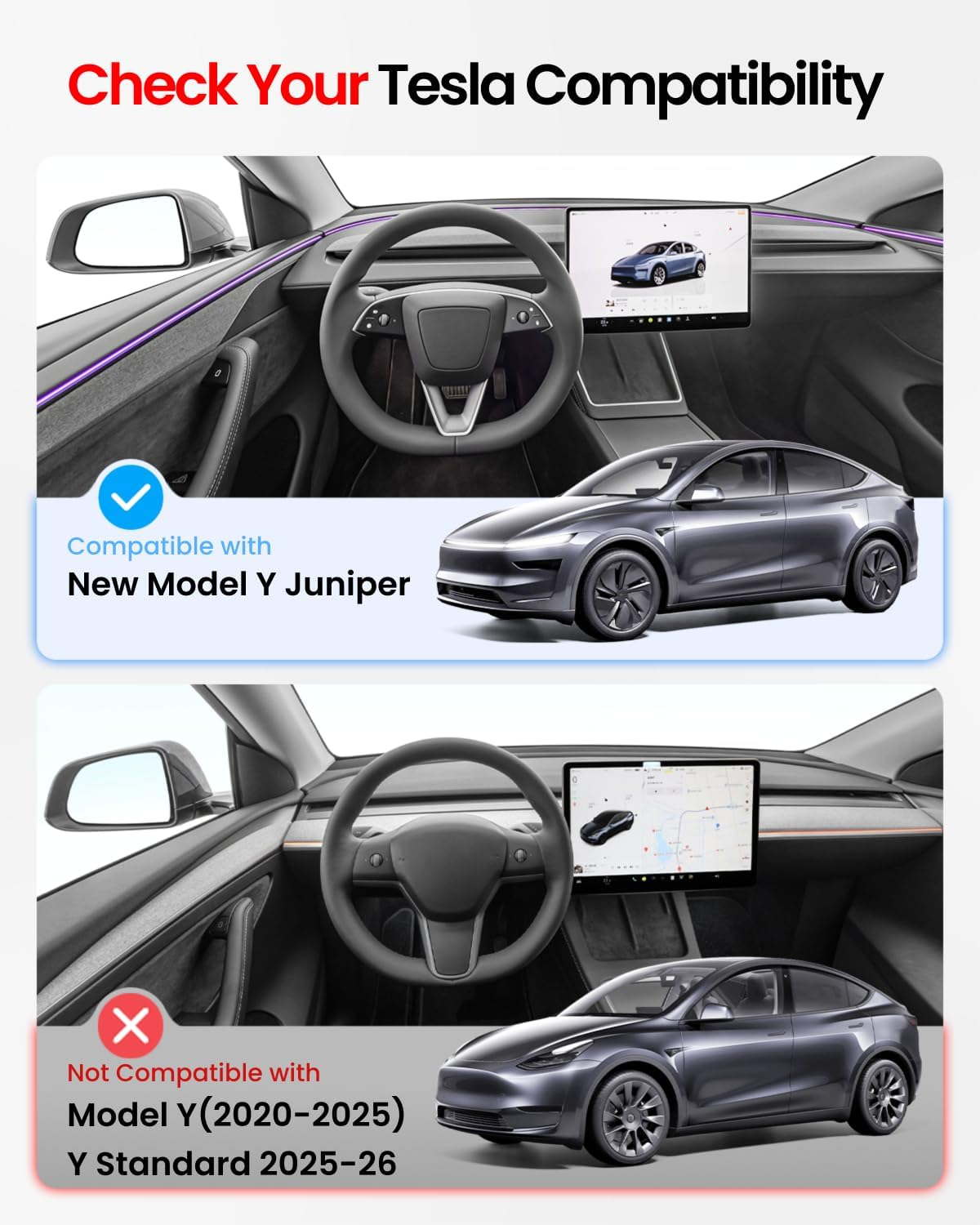 REEVAA 2025 Upgrade Tesla Model Y New (Juniper) Sunshade Roof [No Gaps, No-Sagging] Tesla Y Accessories Heat Insulation Foldable Glass Sunroof Cover for Model Y Juniper 2025-2026, 2PCS, Gray image number 1