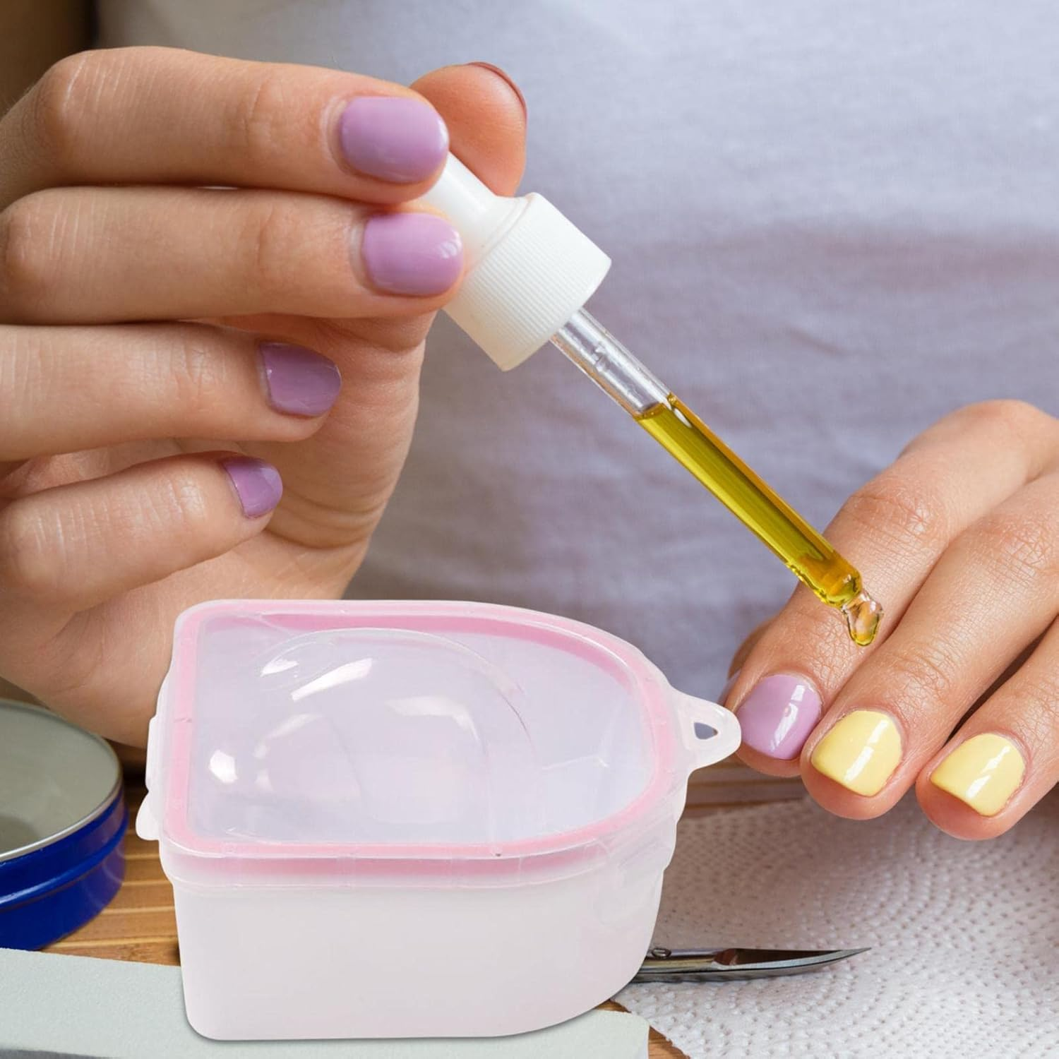 Nail Soak off Bowl | Double-Layer Gel Remover for Nails Bowl | Gel Polish Dip Powder Remover for Salon Home, Tool for Salon Home Nail image number 1