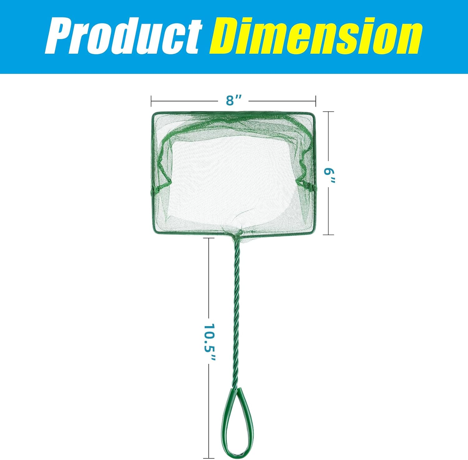 AQUANEAT 8 Inch Aquarium Fish Net, Wastes Skimming Cleaning Tool with Firm Handle for Fish Tanks Small Ponds image number 3