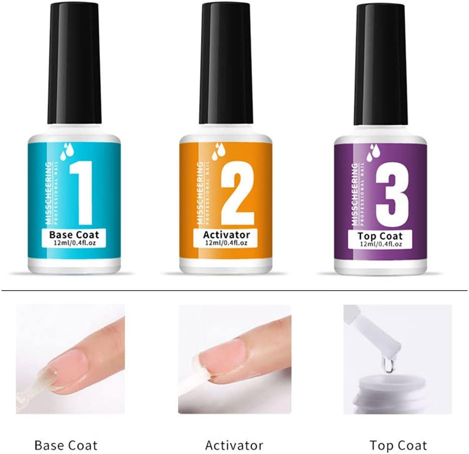 Dipping Nail Powder Kit Nail Art Set with Base Top Coat Activator for French Nail Extension Manicure No UV/LED Nail Lamp Needed DIY Nail Art Kit image number 3