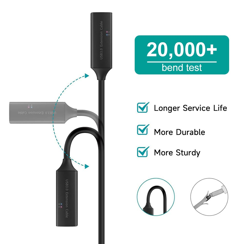 TEKERA 5M USB 3.0 Active Extension Cable Male to Female, Superspeed USB-A Extension Cord, Repeater USB Extender for Camera, Printer, Oculus, Keyboard image number 2