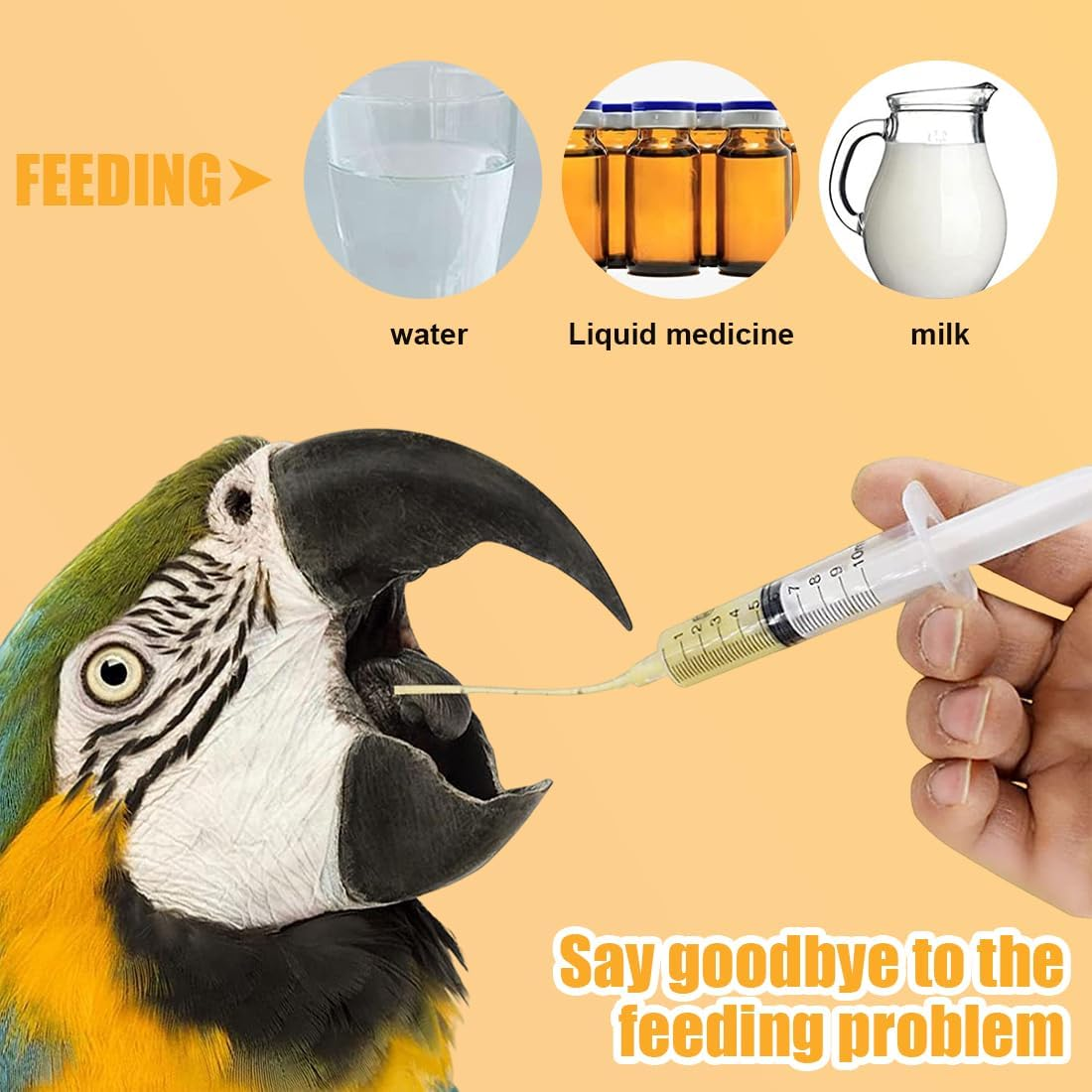 1 Set of Young Birds Feeding with Hose, Includes 3/5/10 Ml Feeder + 8/12/15 Cm Catheter + 3 Spoons, Suitable for Young Birds and Parrots, Essential Accessories for Small Pets