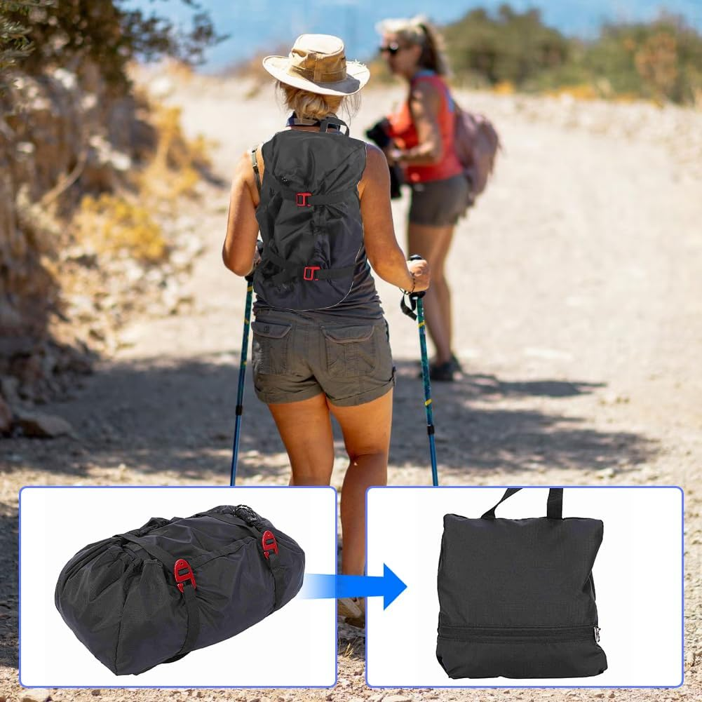 Rock Climbing Rope Bag, Arbor Rope Storage Bag Foldable Backpack with Large Rope Tarp Adjustable Shoulder Straps Waterproof Oxford Large Capacity Ultralight Outdoor Hike Gear Equipment(Black) - オレンジ image number 7