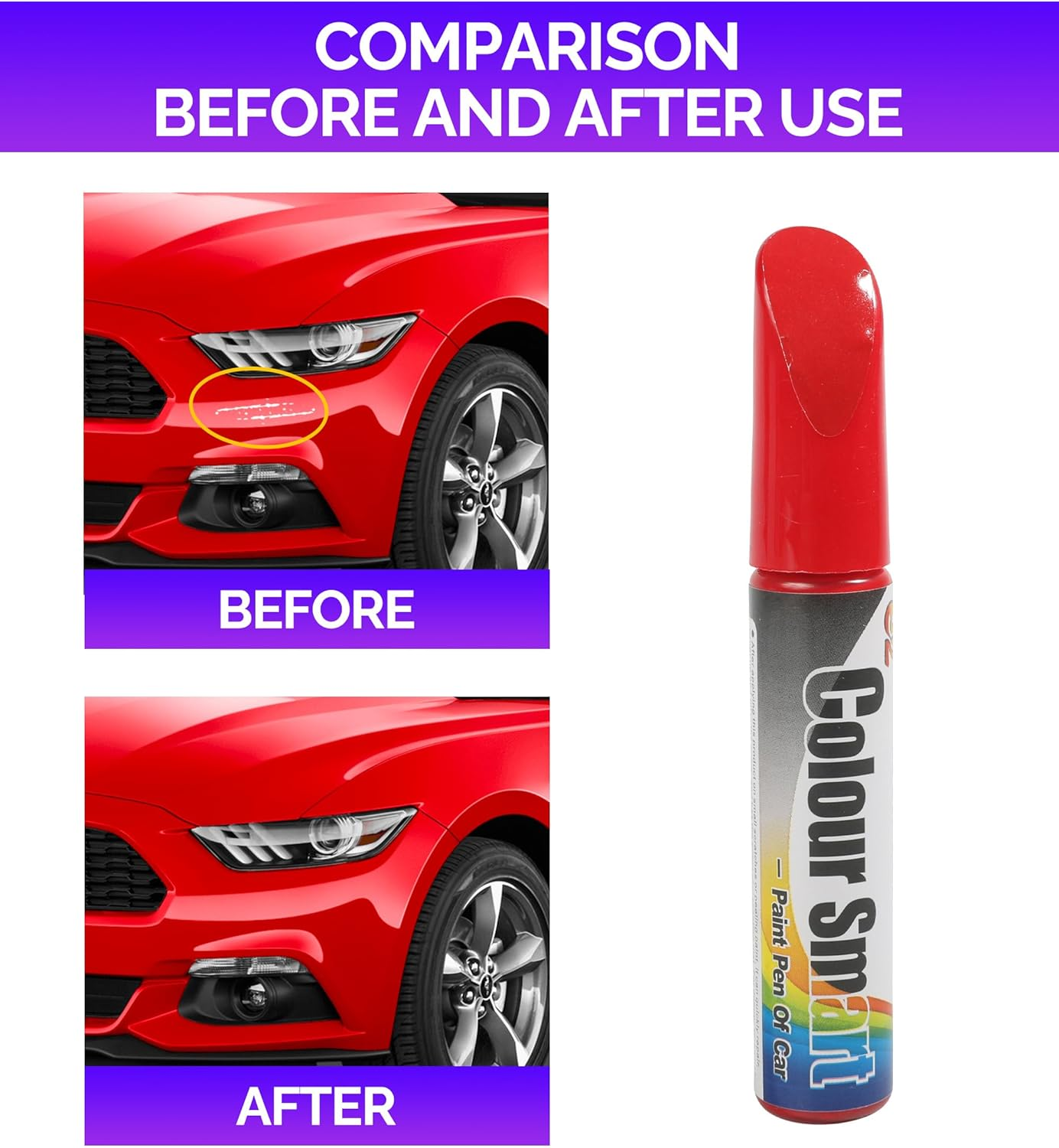 RACOONA Car Touch up Paint, Red, 1 Ml, Automotive, Car Paint Scratch Repair Pen, Outdoor Use, Rust Resistant - Silver image number 2