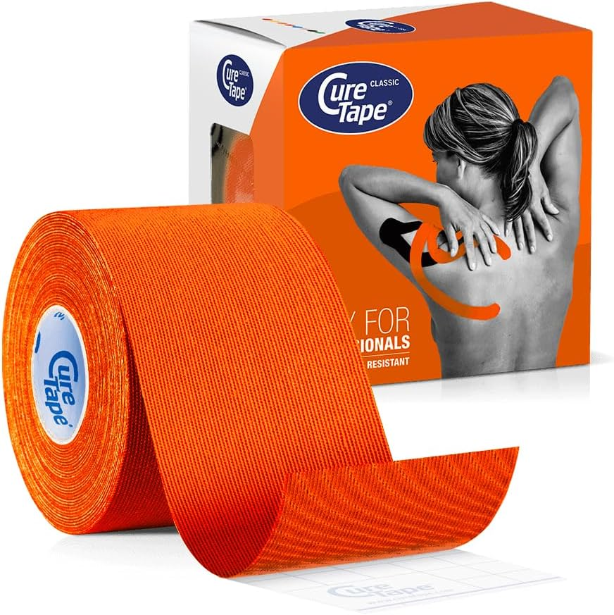 Curetape Classic 5Cm | Waterproof Kinesiology Tape | Medical Kinesiology Tape | Increase Mobility & Performance | Reduce Joint Pain | Recover Faster (Yellow) - Orange