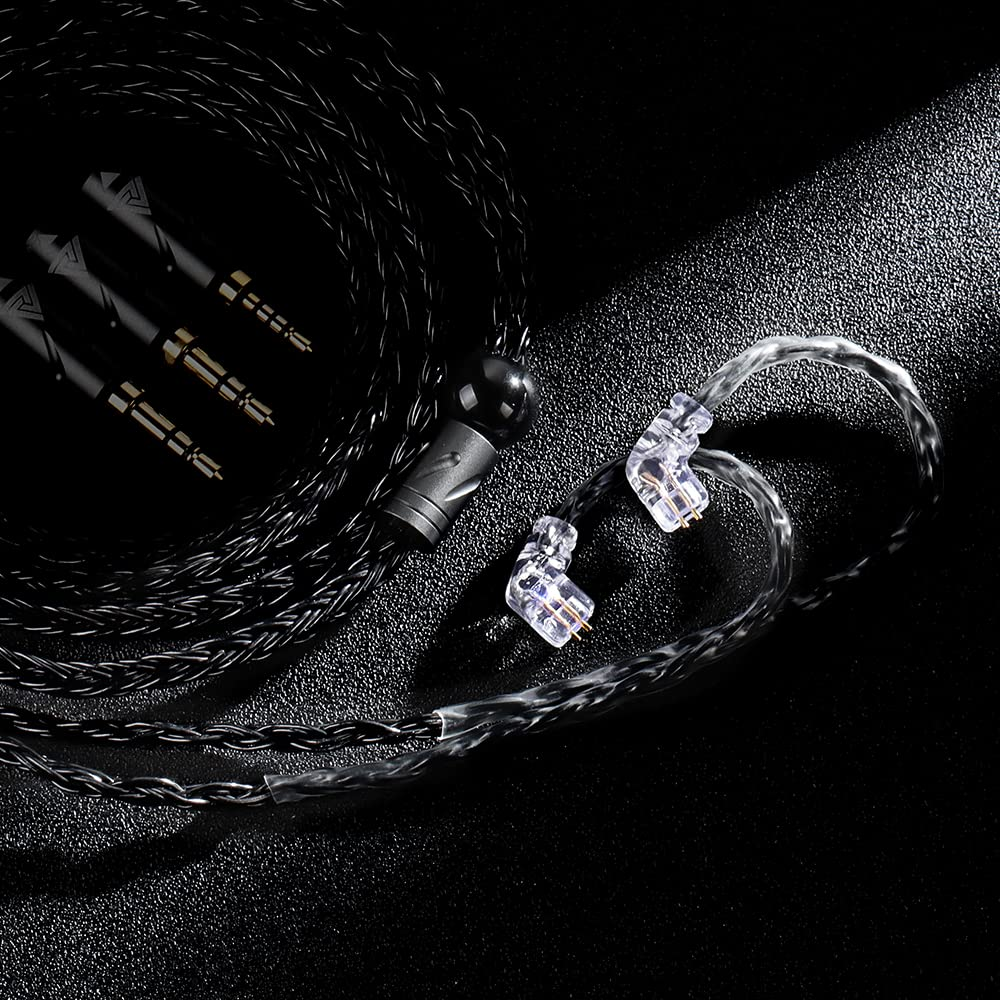 Linsoul QKZ Q1 MAX 16-Stand 352 Cores Silver-Plated Hifi Earphones Upgrade Cable with Interchangeable 2.5Mm/3.5Mm/4.4Mm Plug Replacement Cable for Audiophile (Black, S-Type) image number 3