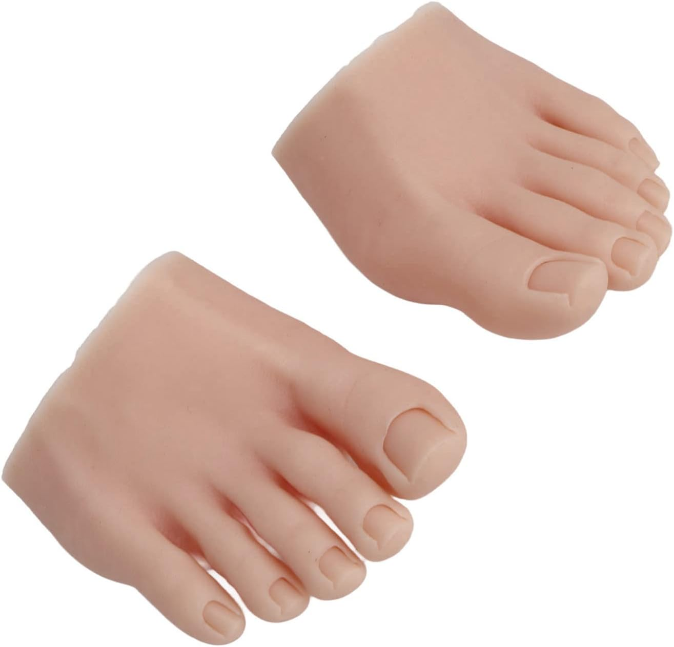 Practice Fake Foot Model, Nail Practice Training Foot Half Foot Model with Toes, 1 Pair Flexible Soft Silicone Prosthetic Manicure Tool for Acrylic Nails Tips Art Training Display (Medium Skin Color) image number 4