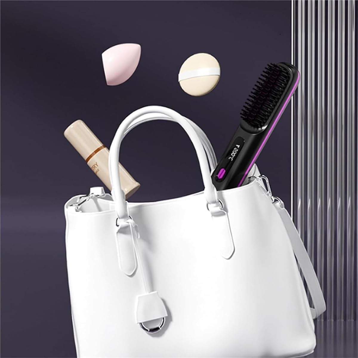 Portable Straightener Brush - Gobrush Pro, Go Brush Pro Straightener Rechargeable & Cordless Mini Hair Straightener Comb,Portable Straightening Brush for Travel (White) image number 2