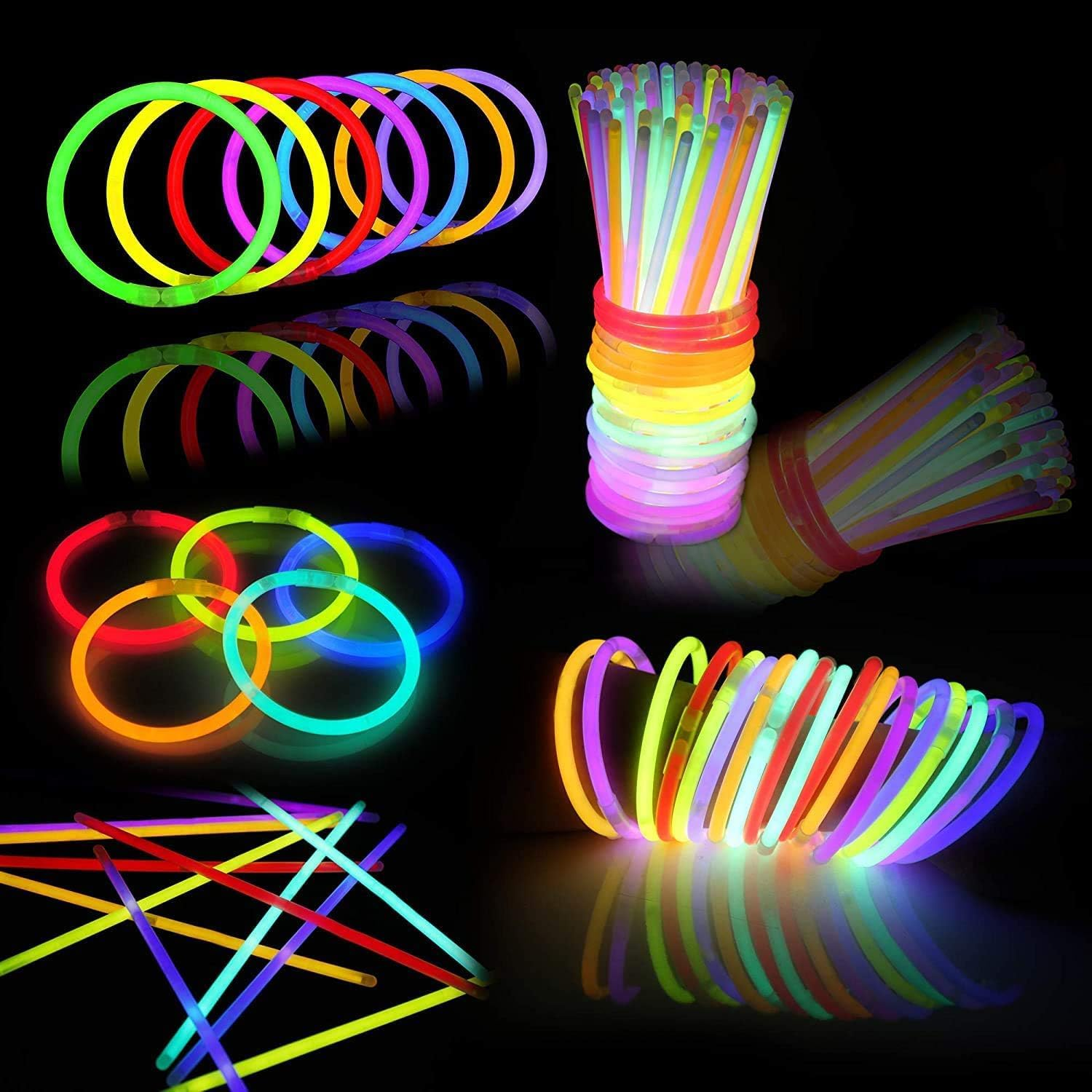 Glow Sticks Bulk Neon Party Supplies - 100 8&rdquo; Bulk Glow Sticks Party Pack W/Connectors to Make Glow Sticks Necklaces and Party Glow Sticks Fun image number 5