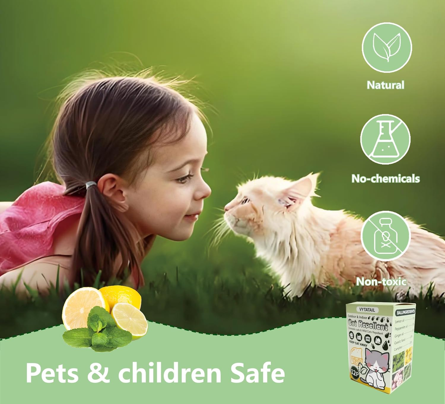 VYTATAIL Cat Repellent Balls 12 Pack - Quartz Sand with 6 Mesh Bags, Long Lasting Indoor/Outdoor Cat Deterrent for Garden/Yard/Sofa, Natural Non-Toxic Pet Safe 2 image number 2