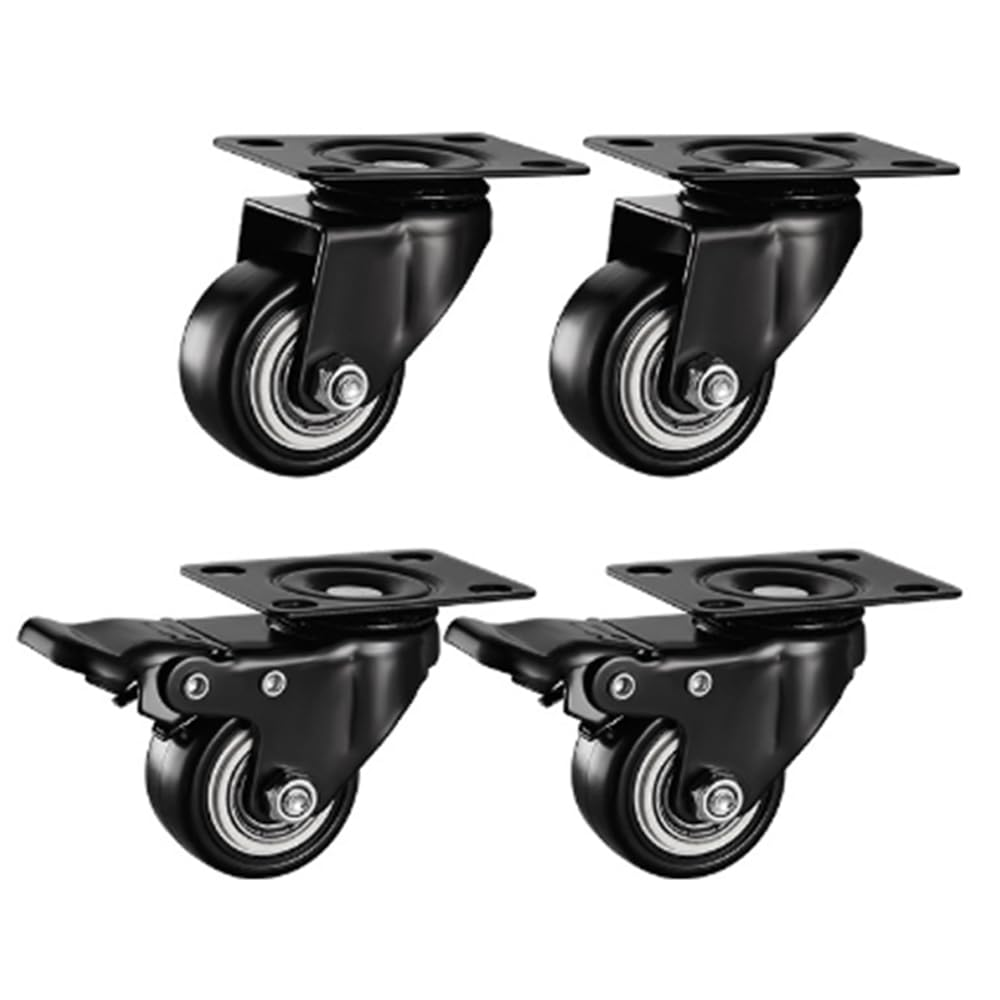 4PCS Castor Wheels - 60MM Swivel Castwer Wheels with Brake, No Floor Marks-Noiseless Castor Wheels with Heavy Duty Wheels Set of 4 for Furniture Work Bench image number 3