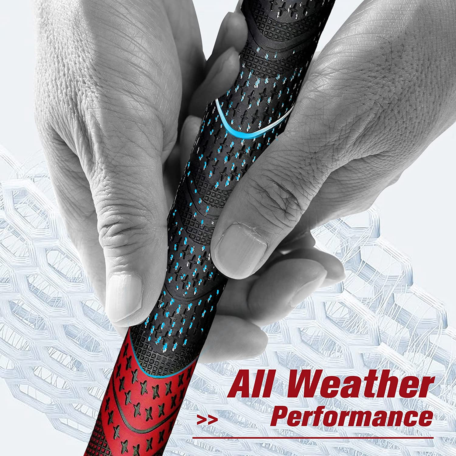 Geoleap Golf Grips Set of 13- Cord Rubber Compound Material, Hybrid Golf Club Grips, All Weather Performance.