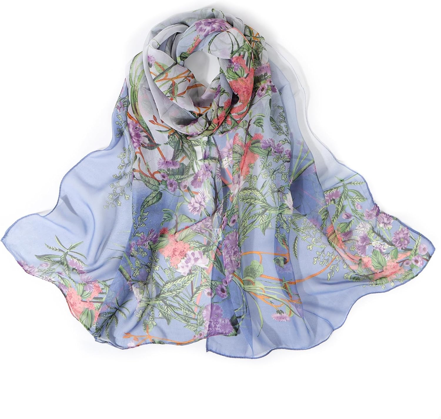 Lamca Chiffon Scarf - Ladies Scarves Lightweight Fashion Floral Print Scarf for Women UK