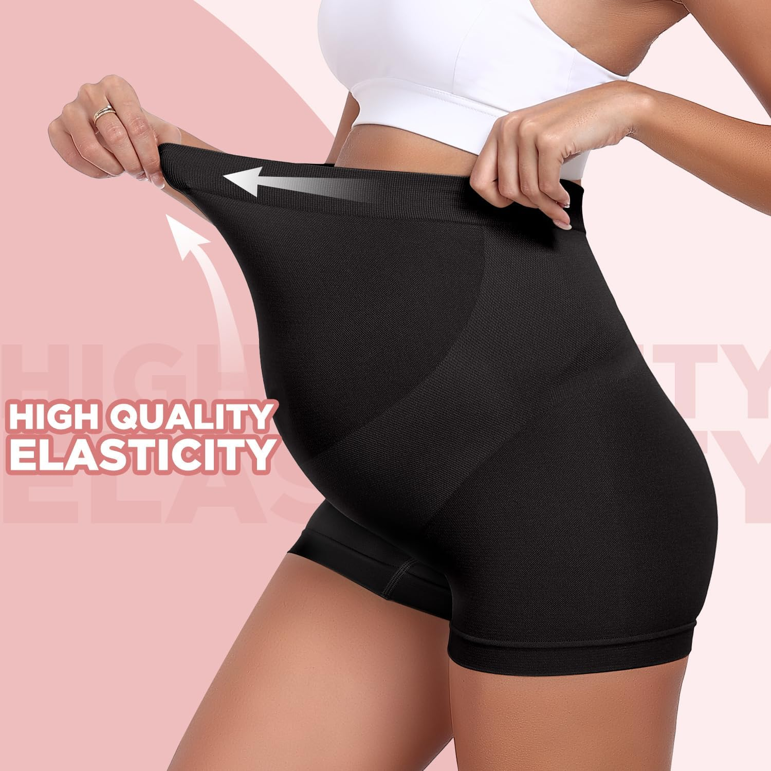 5 Pack Maternity Shapewear Seamless Underwear over Bump Pregnancy Shorts High Waist Panties under Dress Belly Support image number 5