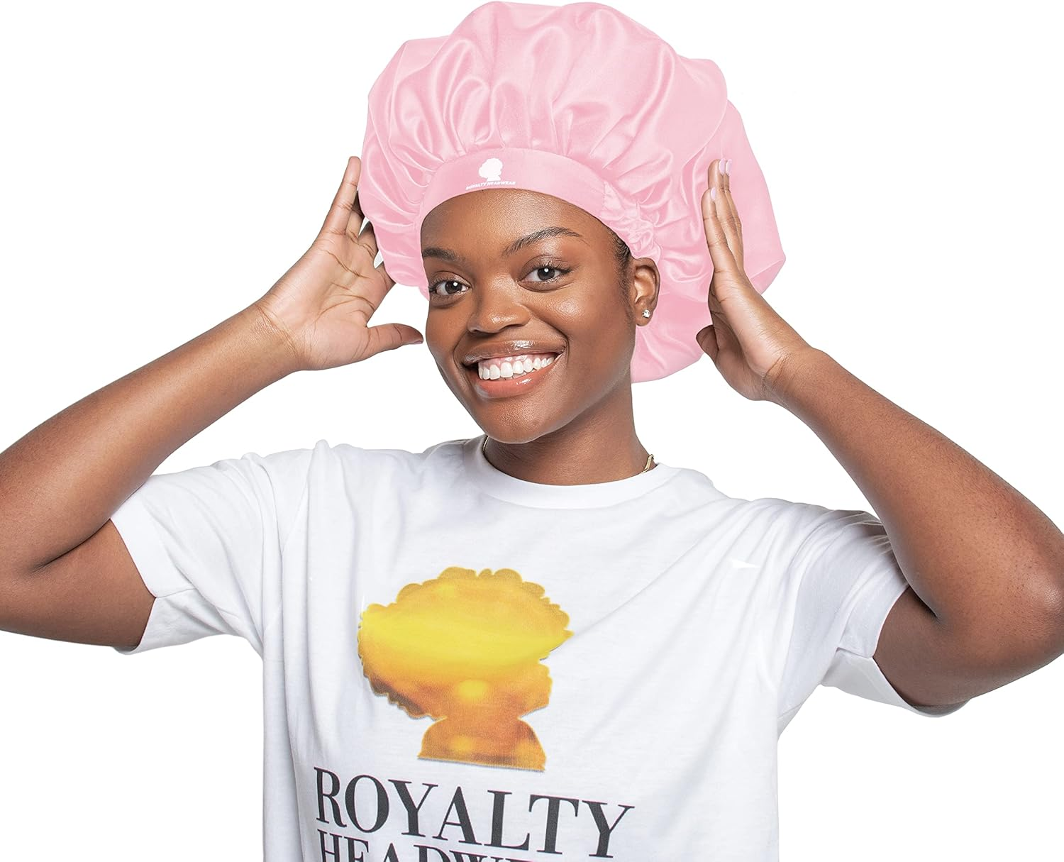 Royalty Headwear Silk Satin Bonnet for Women - Jumbo Extra Secure Non-Slip Satin Hair Bonnet for Sleeping, Bath