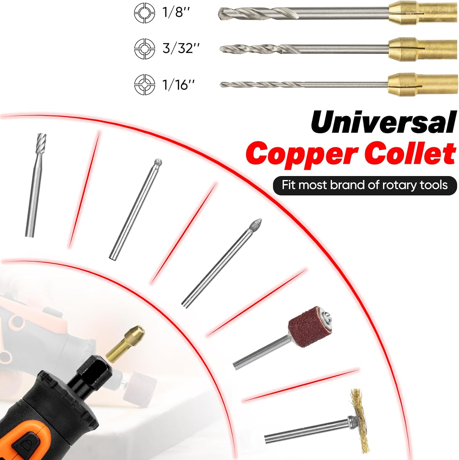 SHALL 508-Piece Rotary Tool Accessories Kit, Universal Rotary Tool Bits for Sanding, Cutting, Grinding, Drilling, Carving, Engraving, Polishing, Cleaning, Rotary Tool Attachments with Carrying Case image number 6