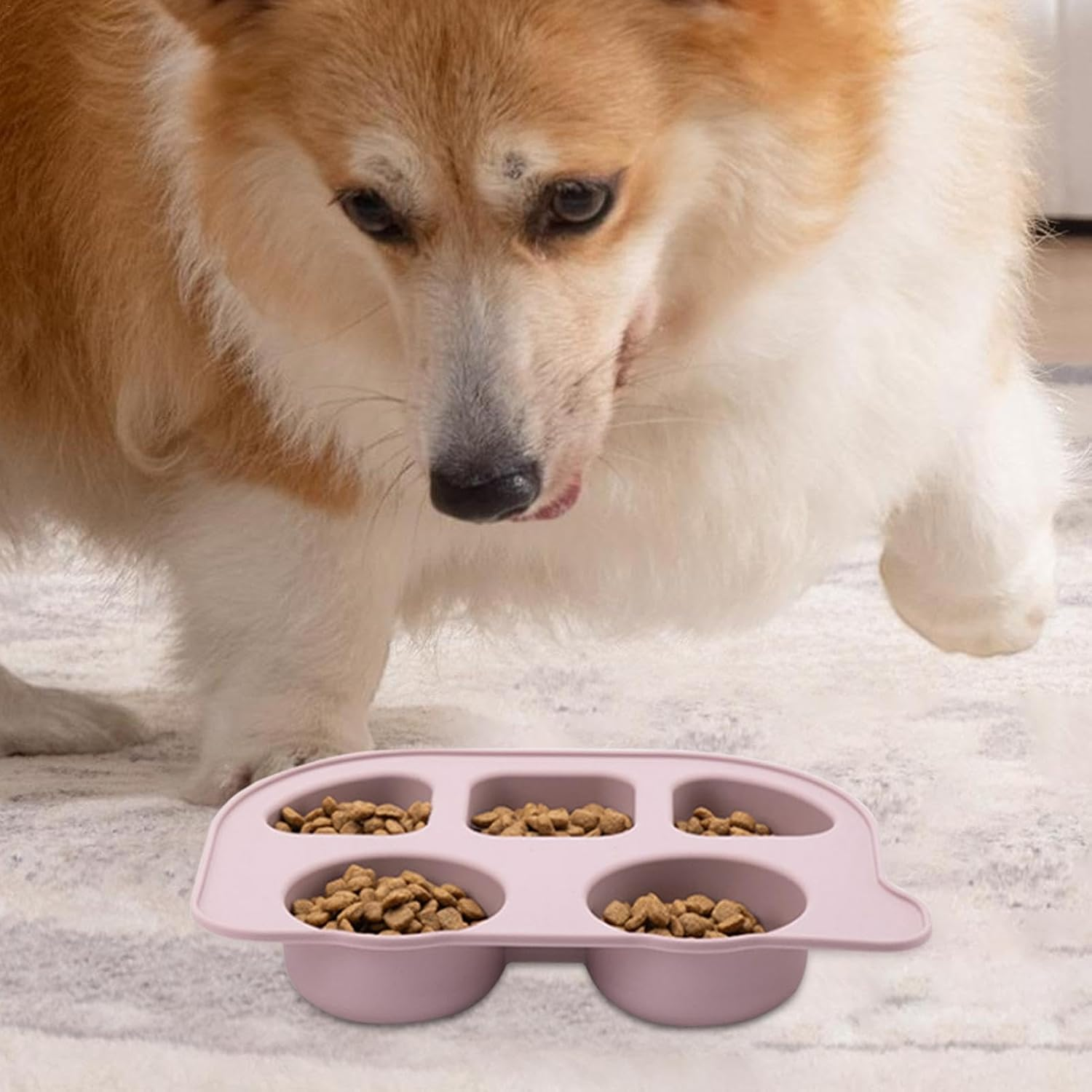 Silicone Pet Feeder | Pet Feeding Dividing Tray - Silicone Dog Bowl Dividing Tray, Pet Food Dividing Tray Anti-Scald, Anti-Slip, Divided Silicone for Pet, Cat