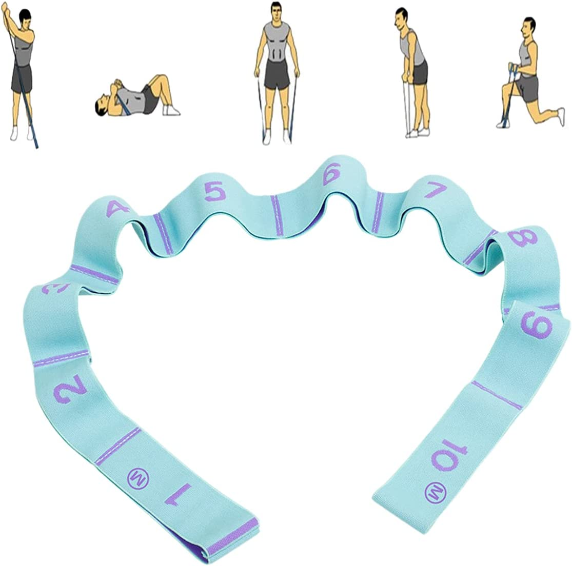 Stretching Strap 10 Loops Fabric Non Slip Stretch Bands for Stretching, Physical Therapy, Pilates, Dance, Gymnastics,Fitness image number 5