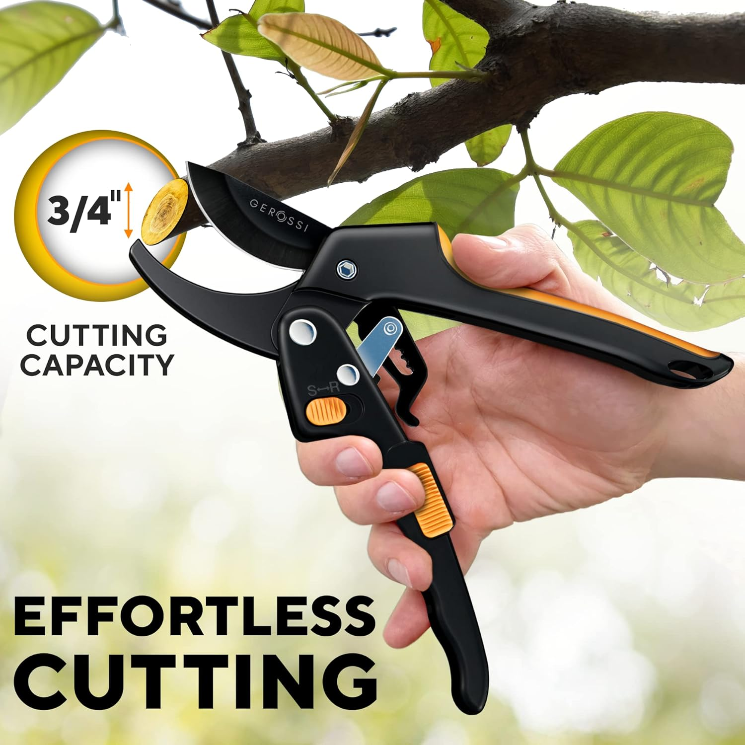 Ratchet Garden Pruner Heavy Duty Increase Cutting Power 3X - Perfect Ratchet Pruner for Weak Hands and Arthritis, 8" Anvil Secateurs - Extra Sharp image number 1