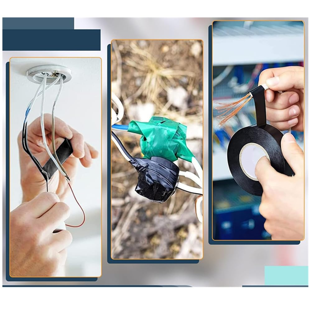 6 Pcs Black Electrical Tape Duct Tape Insulation Tape Perfect for Electric Wiring Projects,16Mm*15M image number 4