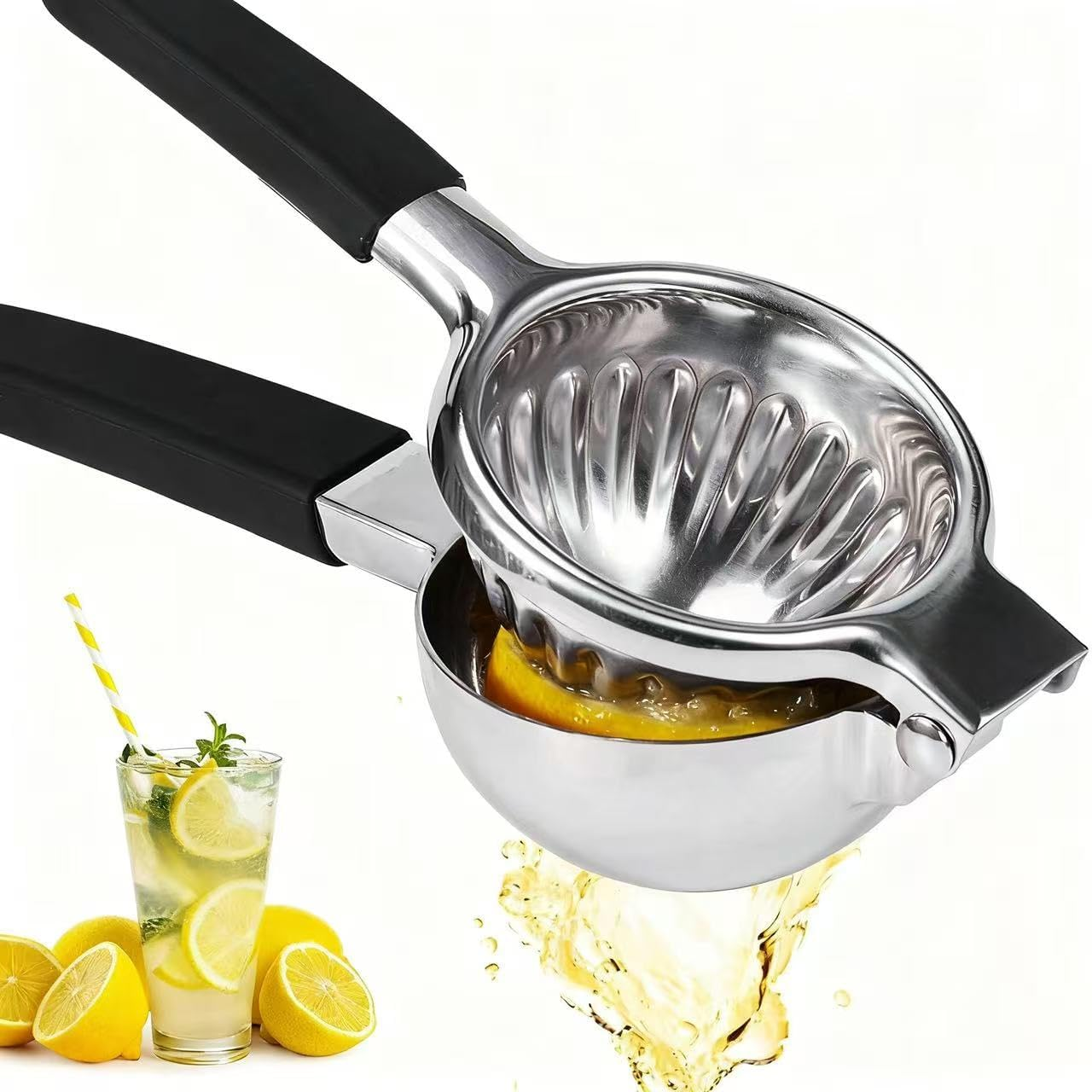 Extra Large Lemon Squeezer Stainless Steel - Easy Squeeze Heavy Duty Manual Lemon Juicer with Non-Slip Silicone Handle - Ergonomic Citrus Squeezer & Fruit Juicer for Small Oranges, Limes image number 4