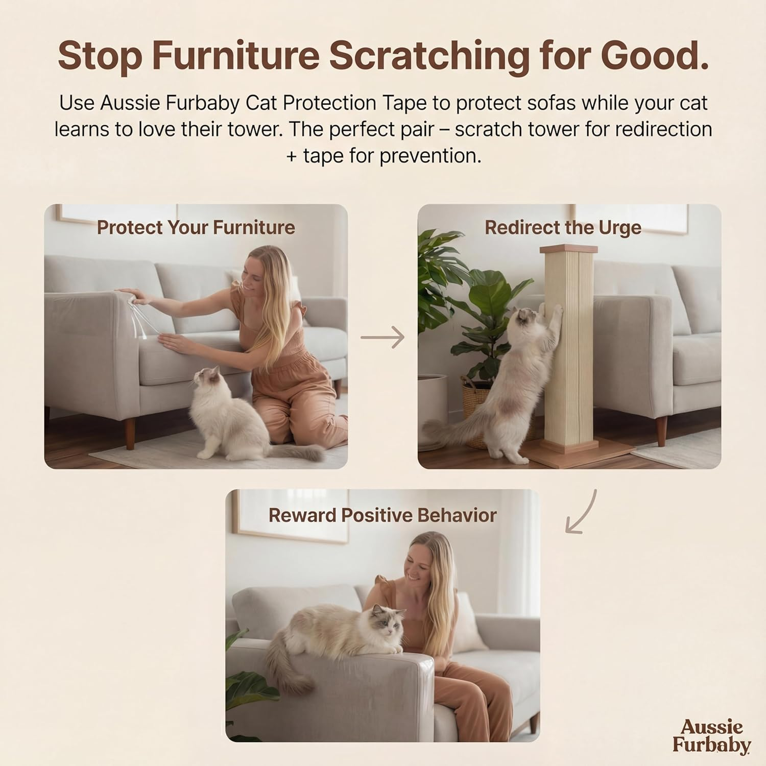 Tall Cat Tower 81Cm &ndash; Stable Sisal Cat Scratching Post, Vertical Scratch Pole for Indoor Pets, Suits Large Breeds, Easy Assembly image number 5