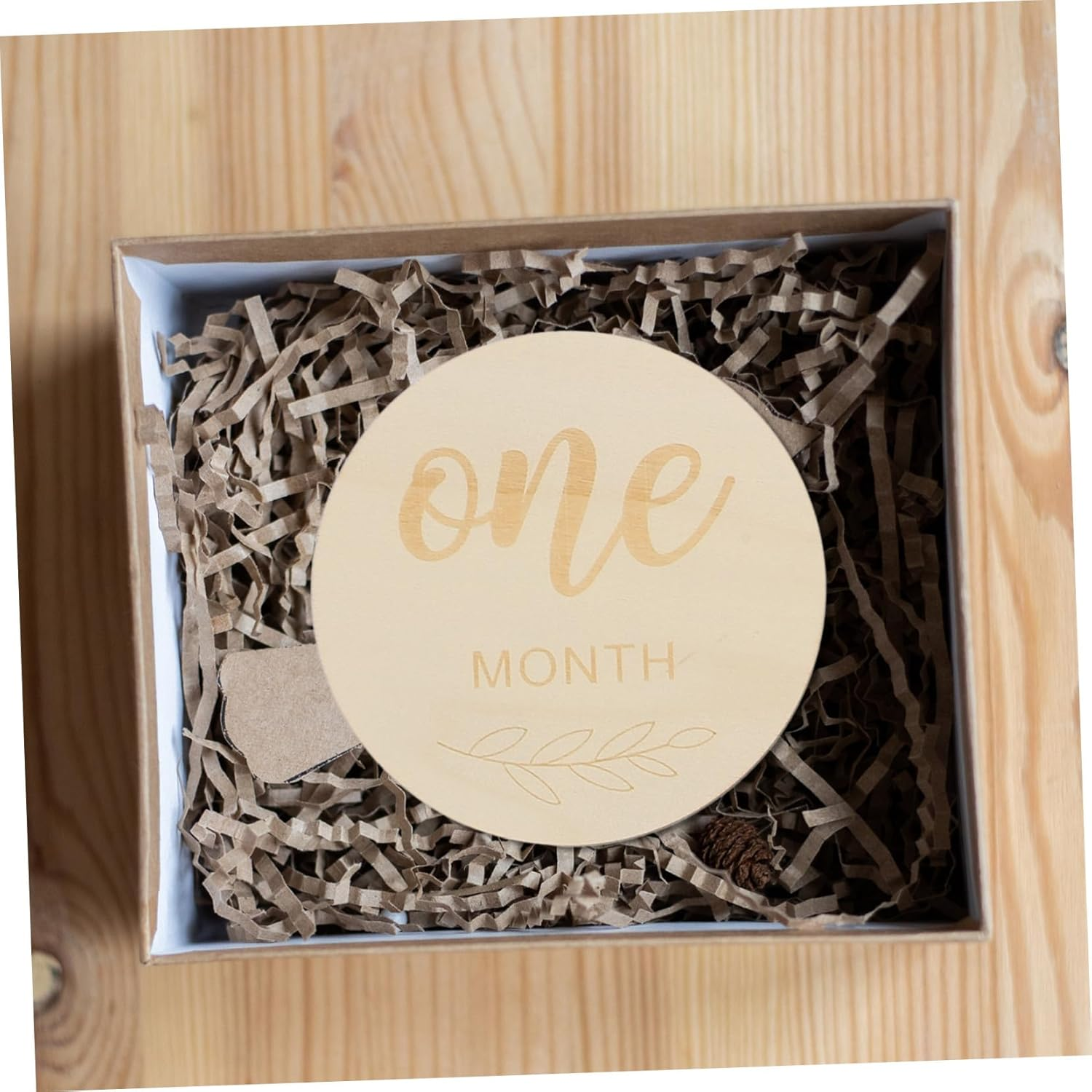 DOITOOL 14Pcs Laser Engraved Wood Chips Milestone Cards round Wooden Monthly Milestone Cards Newborn Photography Prop Growth Signs image number 5