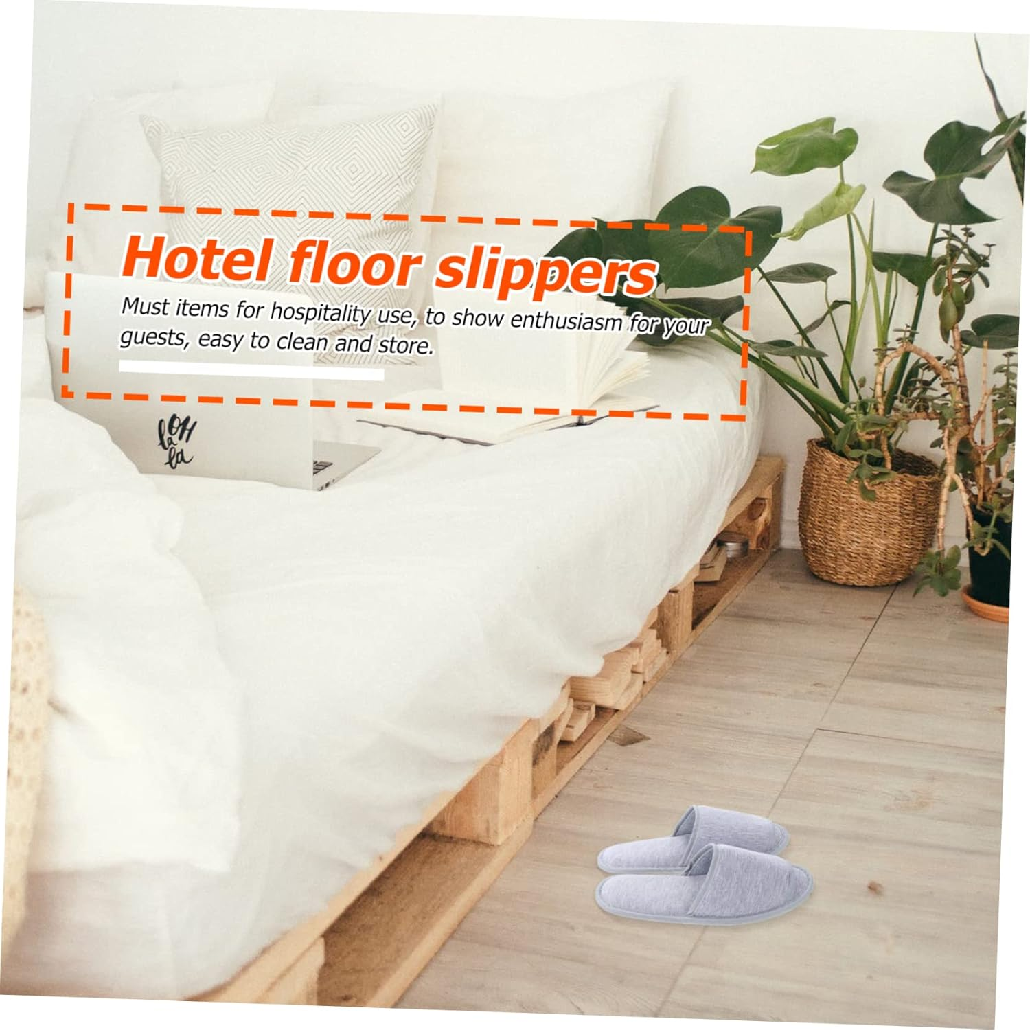 GANAZONO Portable Hotel Slippers Women Travel Cotton Folding Slippers Lightweight Non-Slip Indoor image number 4