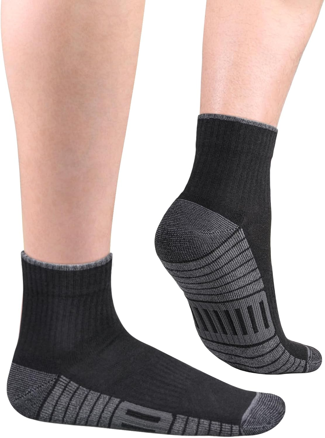 YUEDGE Mens Ankle Socks Breathable Cotton Quarter Socks for Men, Wicking Cushioned Running Socks Low Cut Performance Gym Tennis Athletic Socks, 5 Pairs image number 3