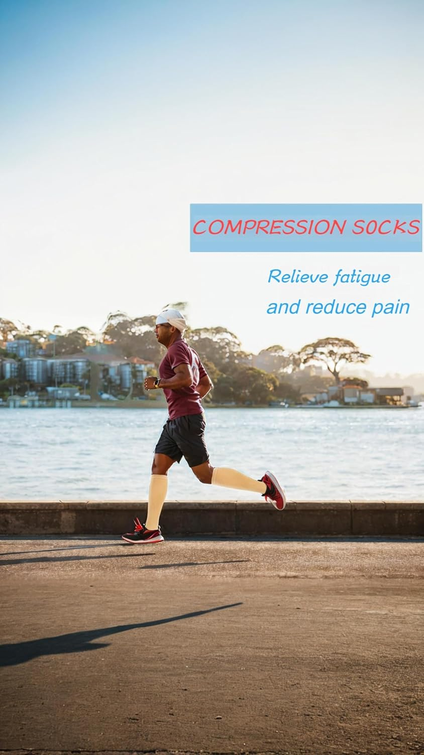 Honwor 4 Pairs 20-30 Mmhg Compression Socks for Athletes, Pregnant Women, Travelers - Boost Circulation, Reduce Swelling, Enhance Performance (Skin) image number 3