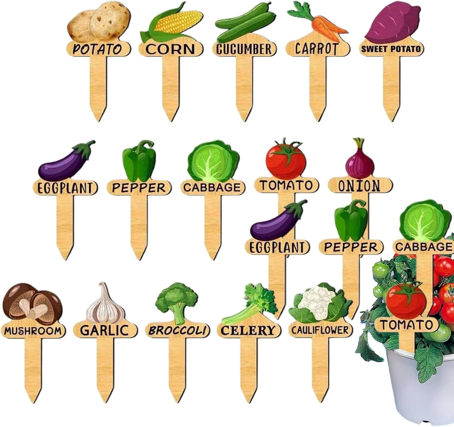 Plant Tags - 15X Garden Markers Plant Tags and Labels,Wooden Vegetable Identification and Organization Supplies for Greenhouse Indoor Outdoor image number 1