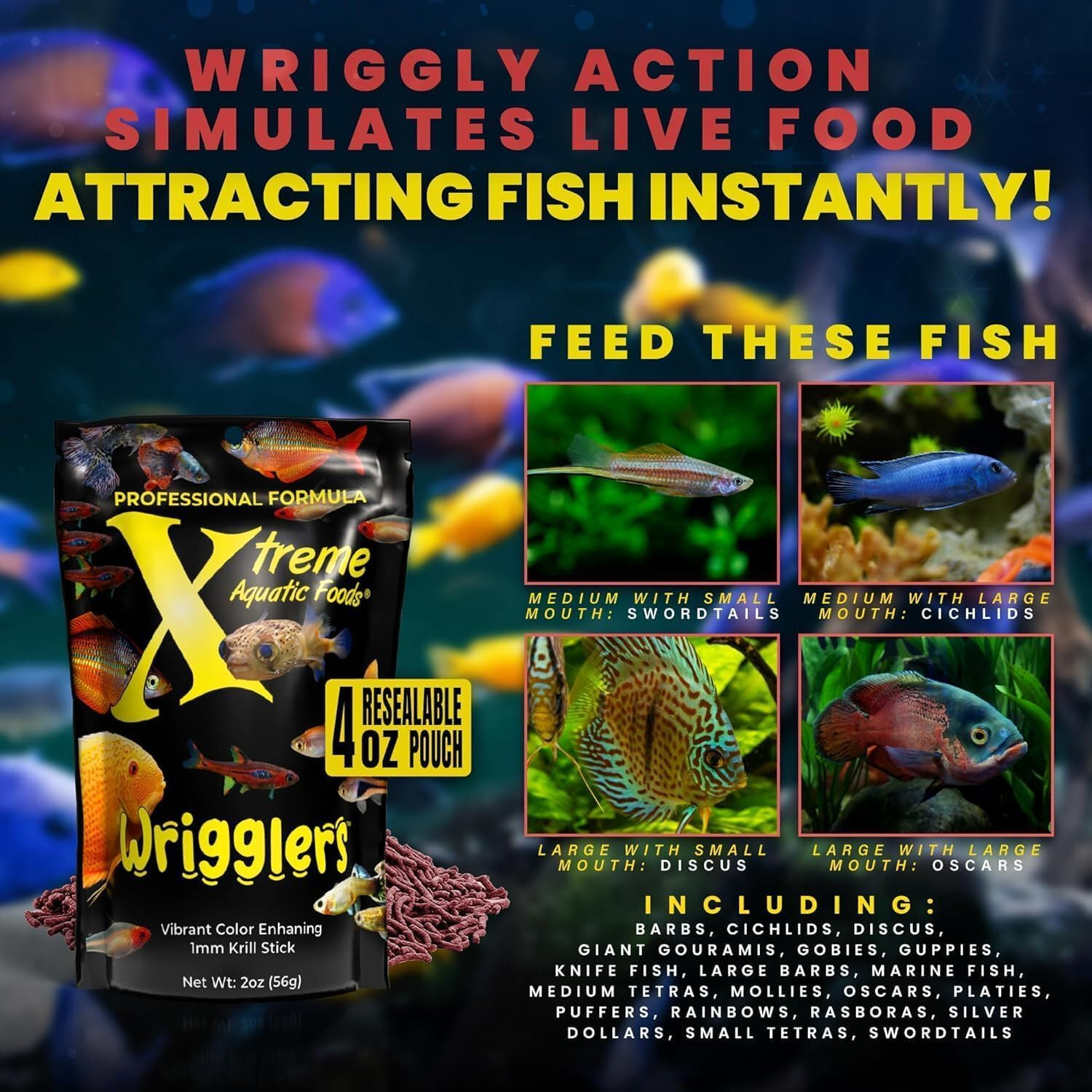 Xtreme Aquatic Foods Wrigglers&reg; 56Gms - 1Mm Slow Sinking Krill Sticks Fish Food image number 4