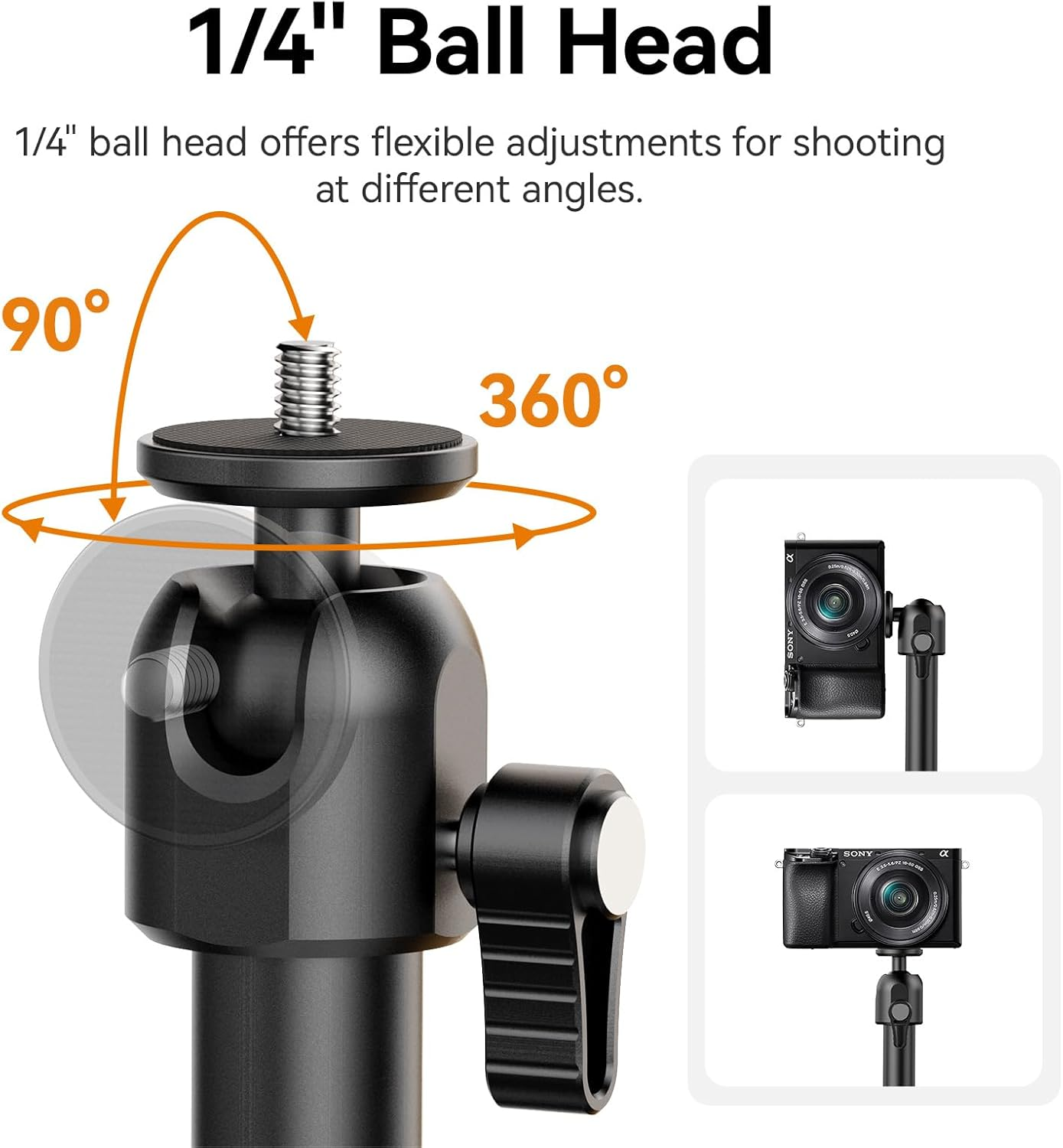 ULANZI ZJ02 Camera Desk Mount Overhead Magic Arm, 98Cm Aluminum Adjustable Webcam Stand with 1/4" Ball Head for Cameras DSLR Lights Mount for Live Streaming/Photo Video Shooting image number 3