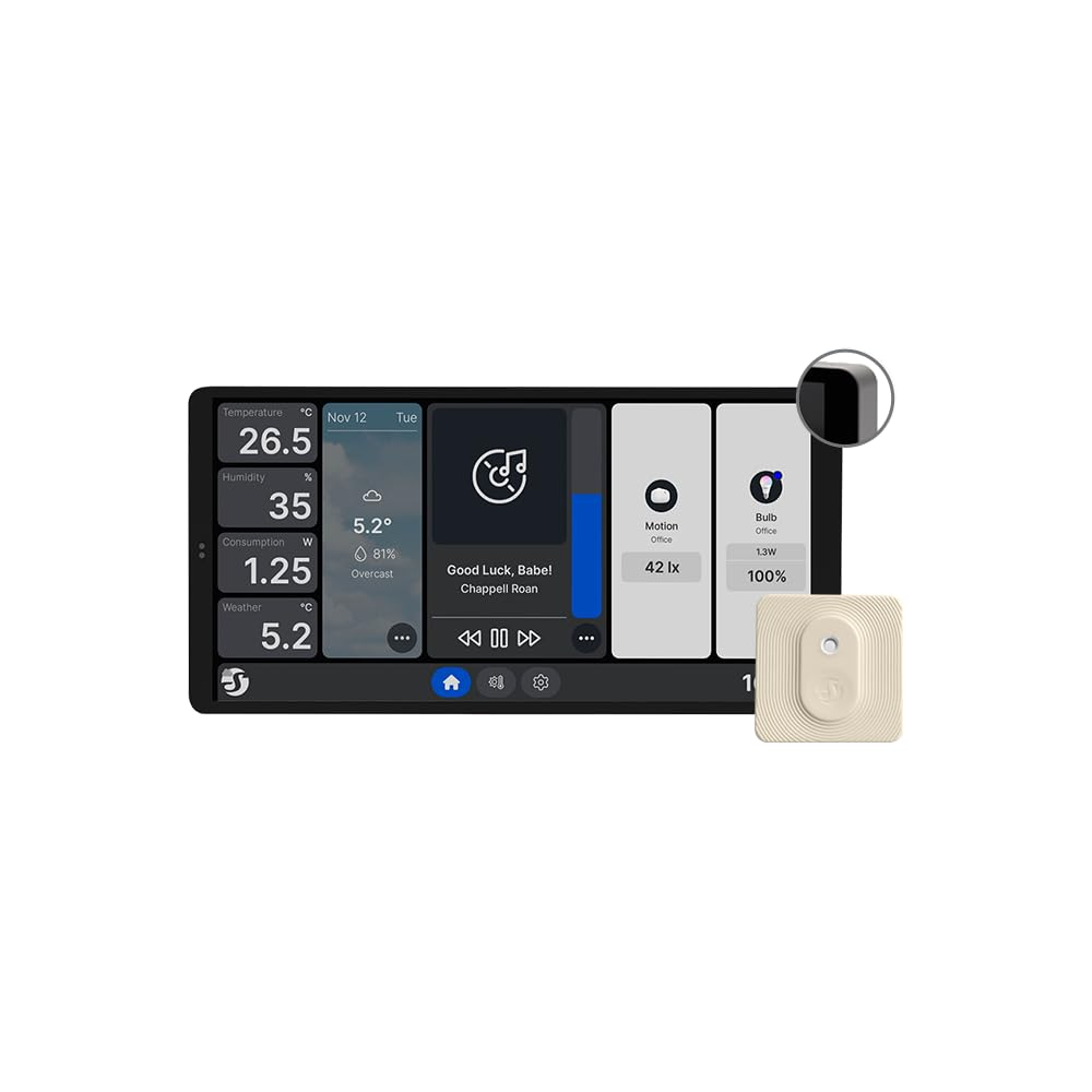 Shelly Wall Display X2 Black + Blue H&T Black (Bundle), Smart Wi-Fi Control Panel for Home, Thermostat, Integrated 5A Relay, Neutral Conductor Needed, Environmental Data, Alexa and Google Home