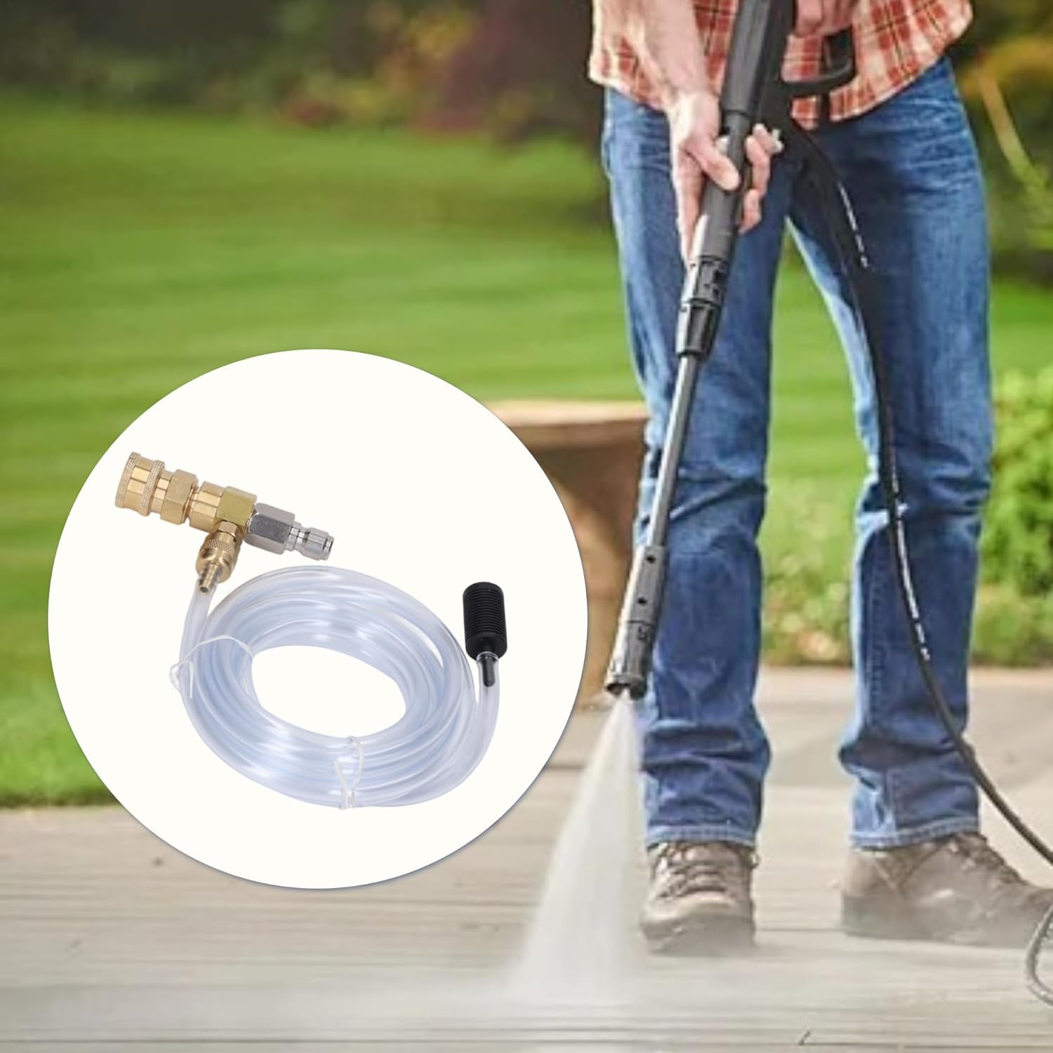 Chemical Injector Kit for Pressure Washer, 3/8 Inch Connectors, 5000 PSI Adjustable Soap Dispenser with Siphon Hose, Soap Nozzle and 2 Rolls of Water Tape image number 5