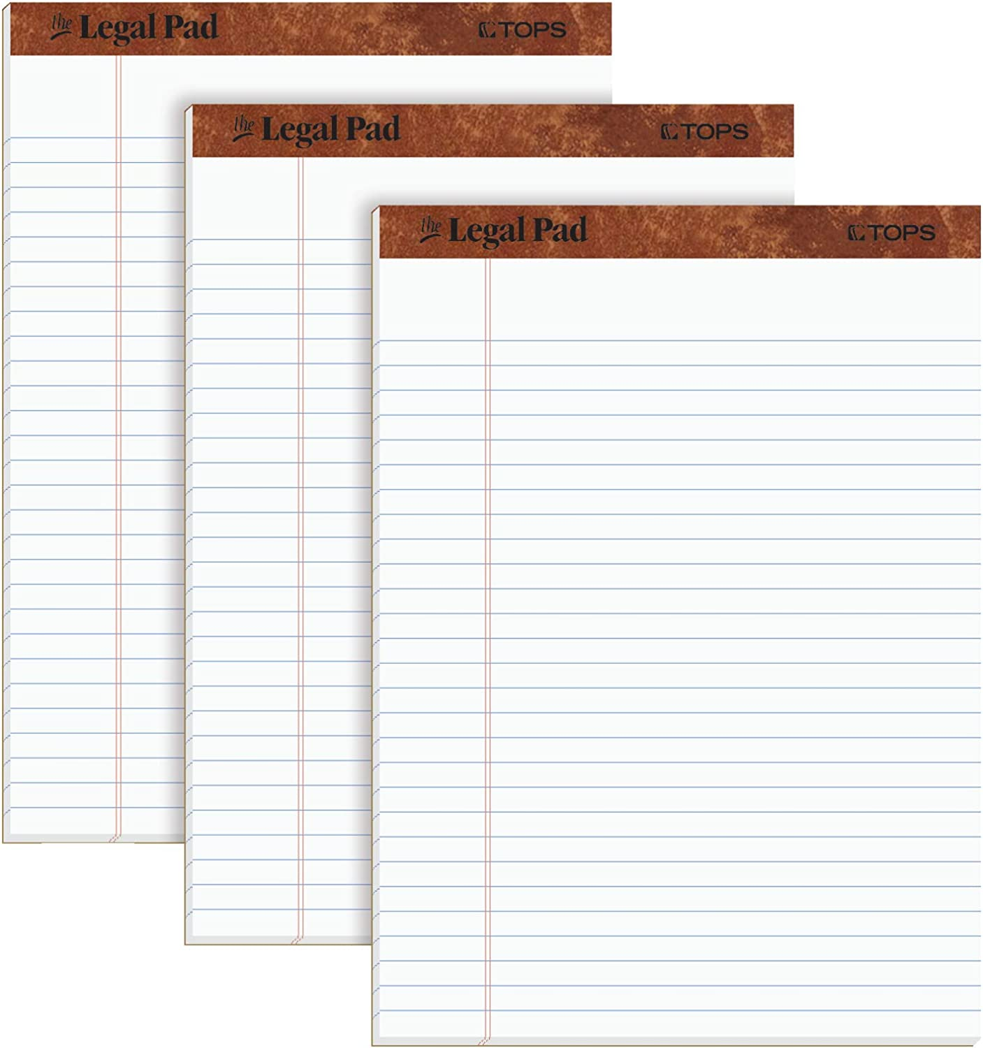 TOPS the Legal Pad, 8-1/2 X 11-3/4 Inches, Perforated, White, Legal/Wide Rule, 50 Sheets per Writing Pad, 3 Pads per Pack (75337) image number 4