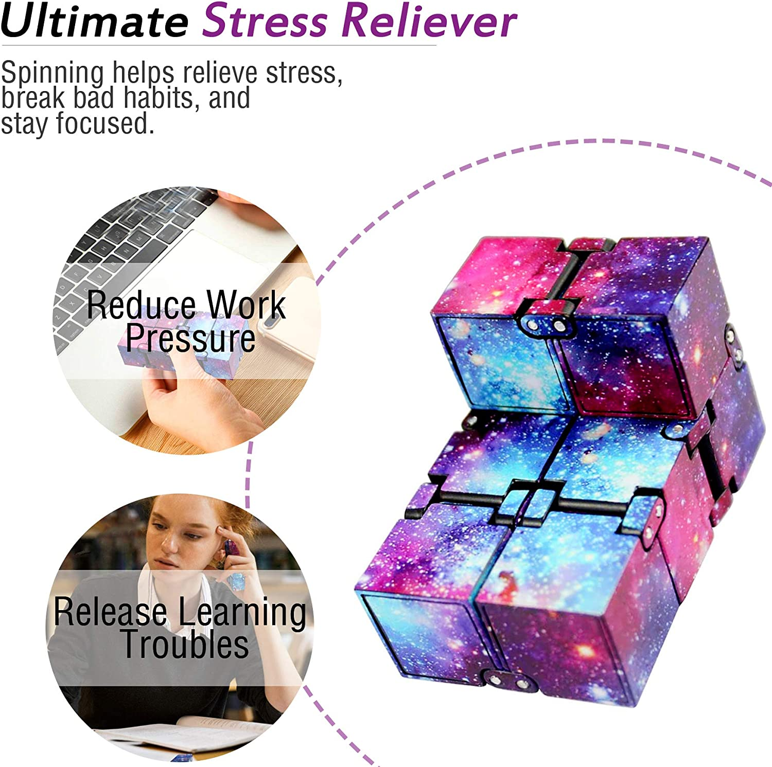 Yomiie Infinity Cube Fidget Toy for Adults and Kids, Fidget Finger Toy Stress and Anxiety Relief, Killing Time Unique Idea Cool Mini Gadget for ADD/ADHD/OCD image number 2