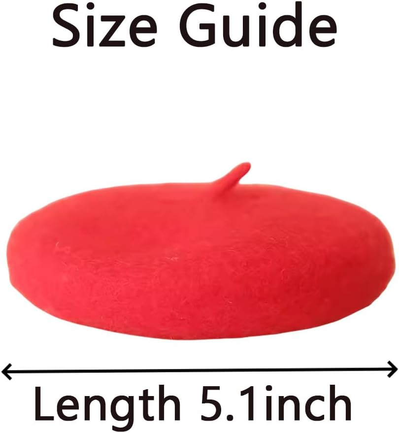 Dog Cat Beret Wool Hat Headband French Artist Beanie Beret Pet Dog Christmas Costume Hair Accessory Photo Props (Red, One Size) image number 4