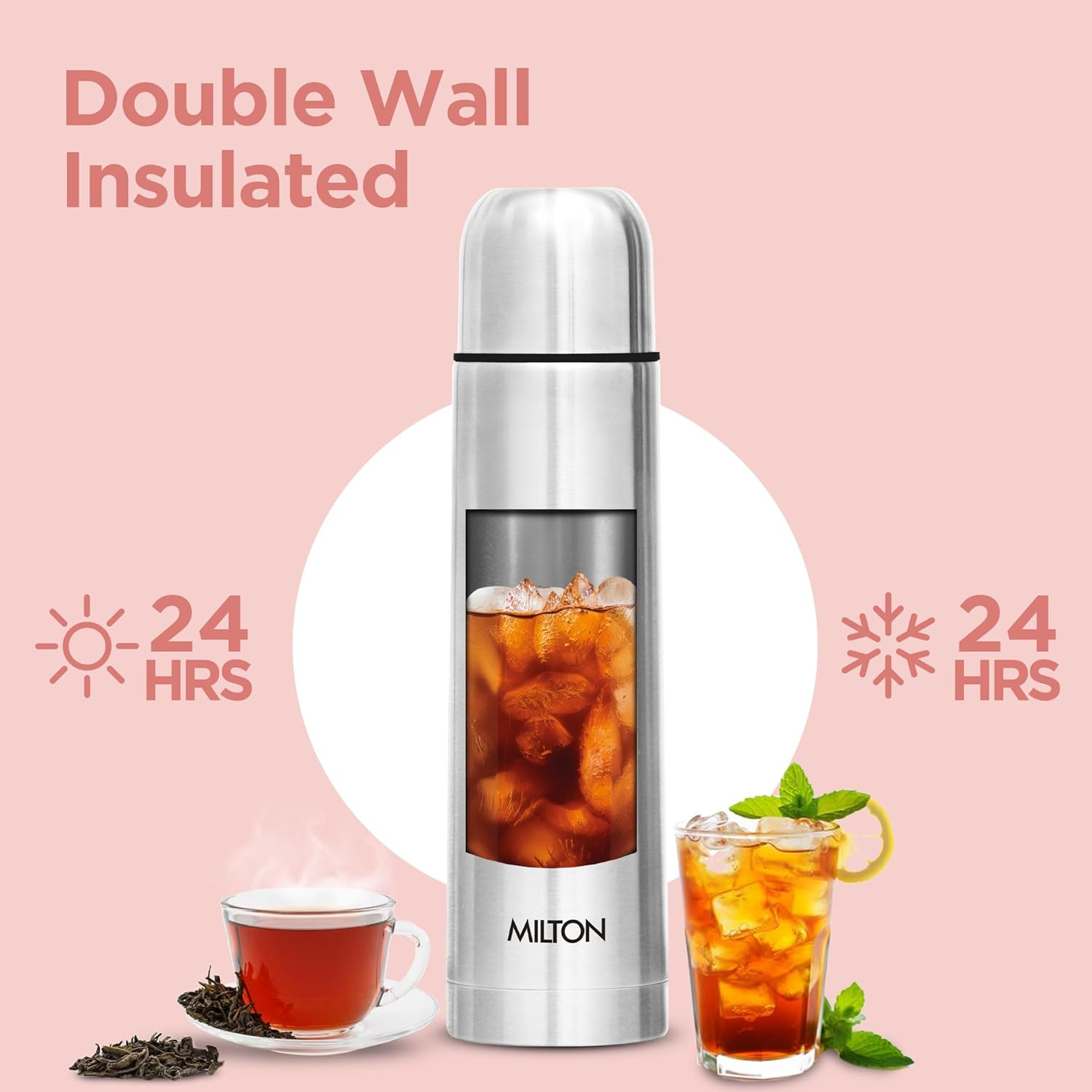 Milton Vacuum Flask for Hot Drink 1 Litre (34 Oz), Stainless Steel Double Walled Insulated Water Bottle for 24 Hour Hot and Cold Drinks with Cover, Leak Proof, BPA Free, Thermosteel Flip Lid 1000 Ml image number 5