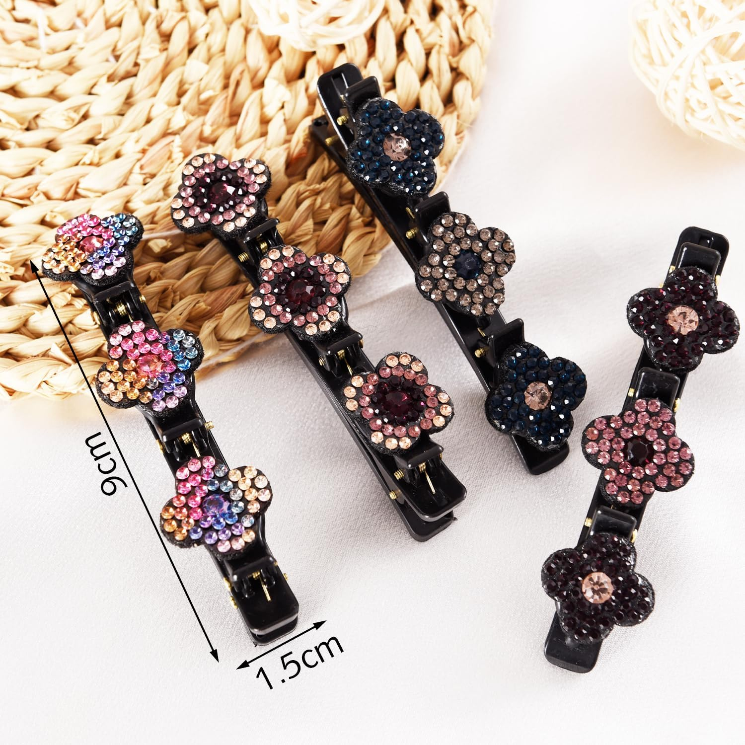 Pack of 4 Five Leaf Clover Hair Clips, Hair Clips, Flowers, Crystal Hair Accessories, Women Braided Hair Clip, Girls, Create a Variety of Stylish Hairstyles image number 4