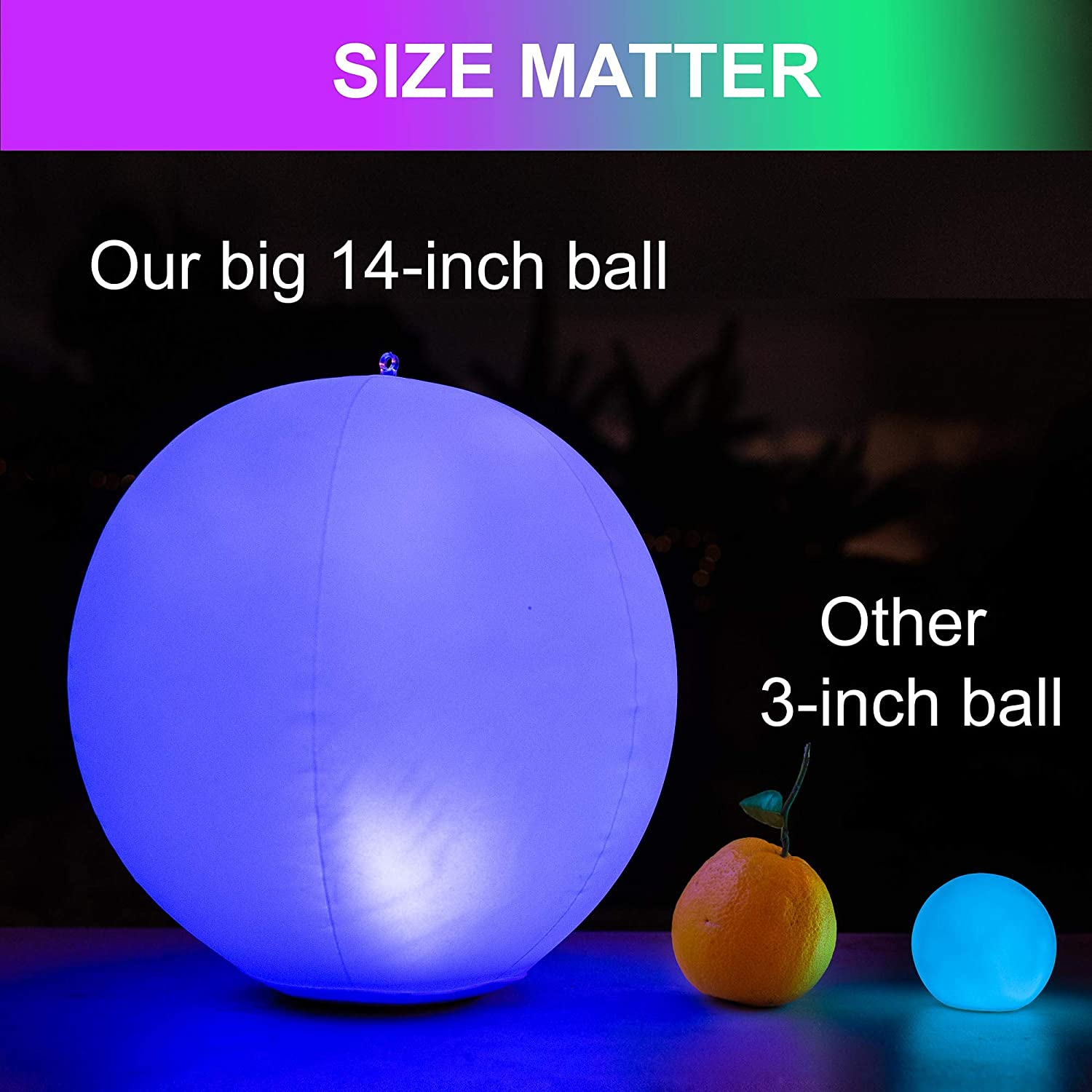 Solar Floating Pool Lights - Pack of 2 Solar Powered Color Changing 14-Inch Balls - Float or Hang in Pool Garden Backyard Pond Party Decorations - Inflatable Wateproof RBG Lights Accessories image number 5