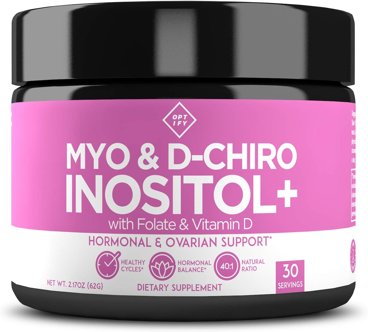 Premium Inositol Supplement - Myo-Inositol and D-Chiro Inositol plus Folate and Vitamin D - Ideal 40:1 Ratio - Hormone Balance & Healthy Ovarian Support for Women - Vitamin B8-30 Day Supply image number 4