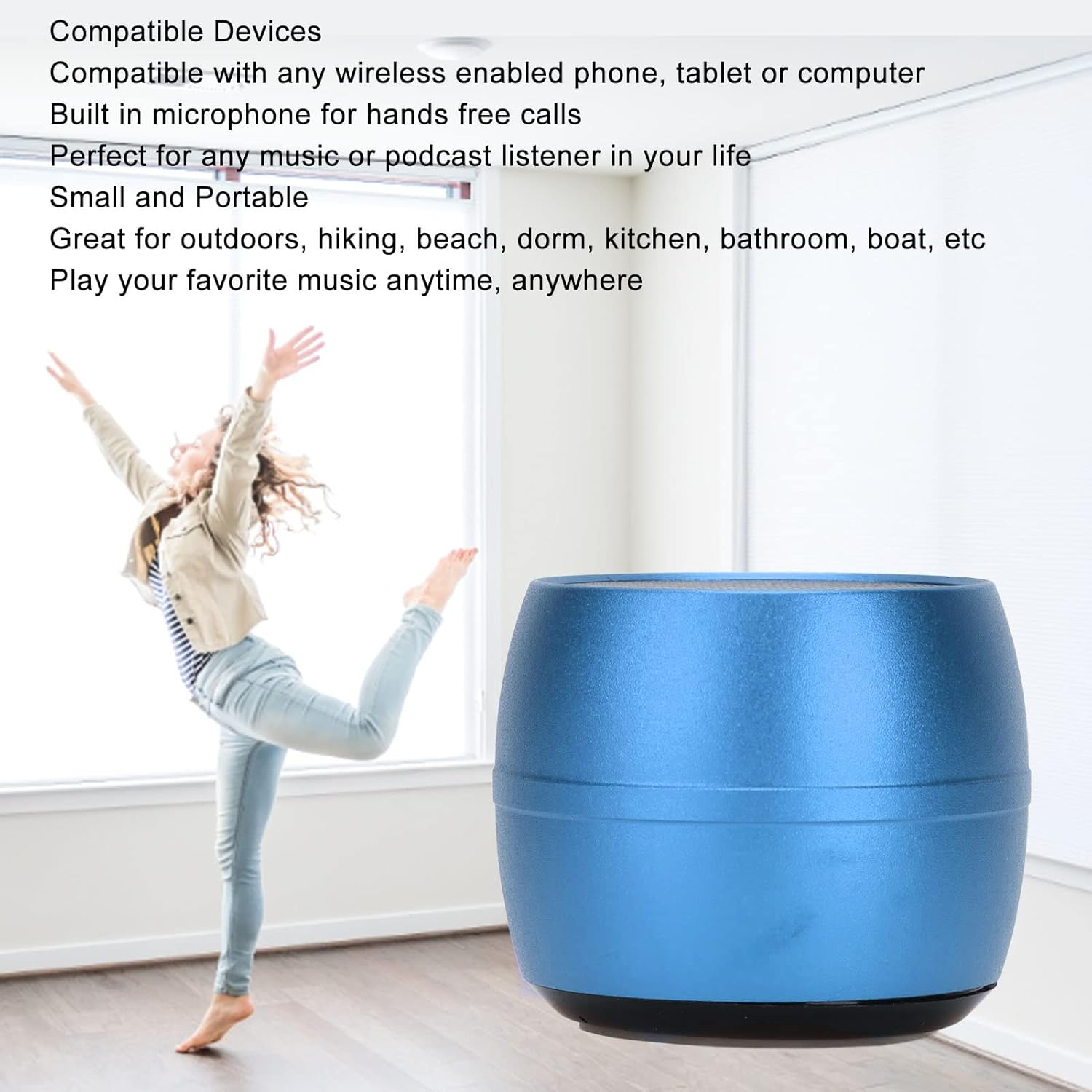 MENDUNER Small Bluetooth Speaker, Wireless Speakers, Small Size Large Volume, IP67 Waterproof, Perfectmini Speaker for Shower, Room, Bike, Car, Men, Women (Blue) - Red image number 3